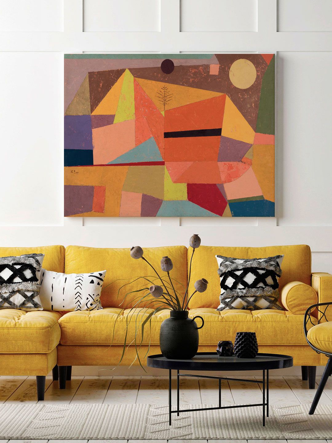 

ARTSPACE Blue & Yellow Joyful Mountain Landscape Abstract Canvas Wall Art
