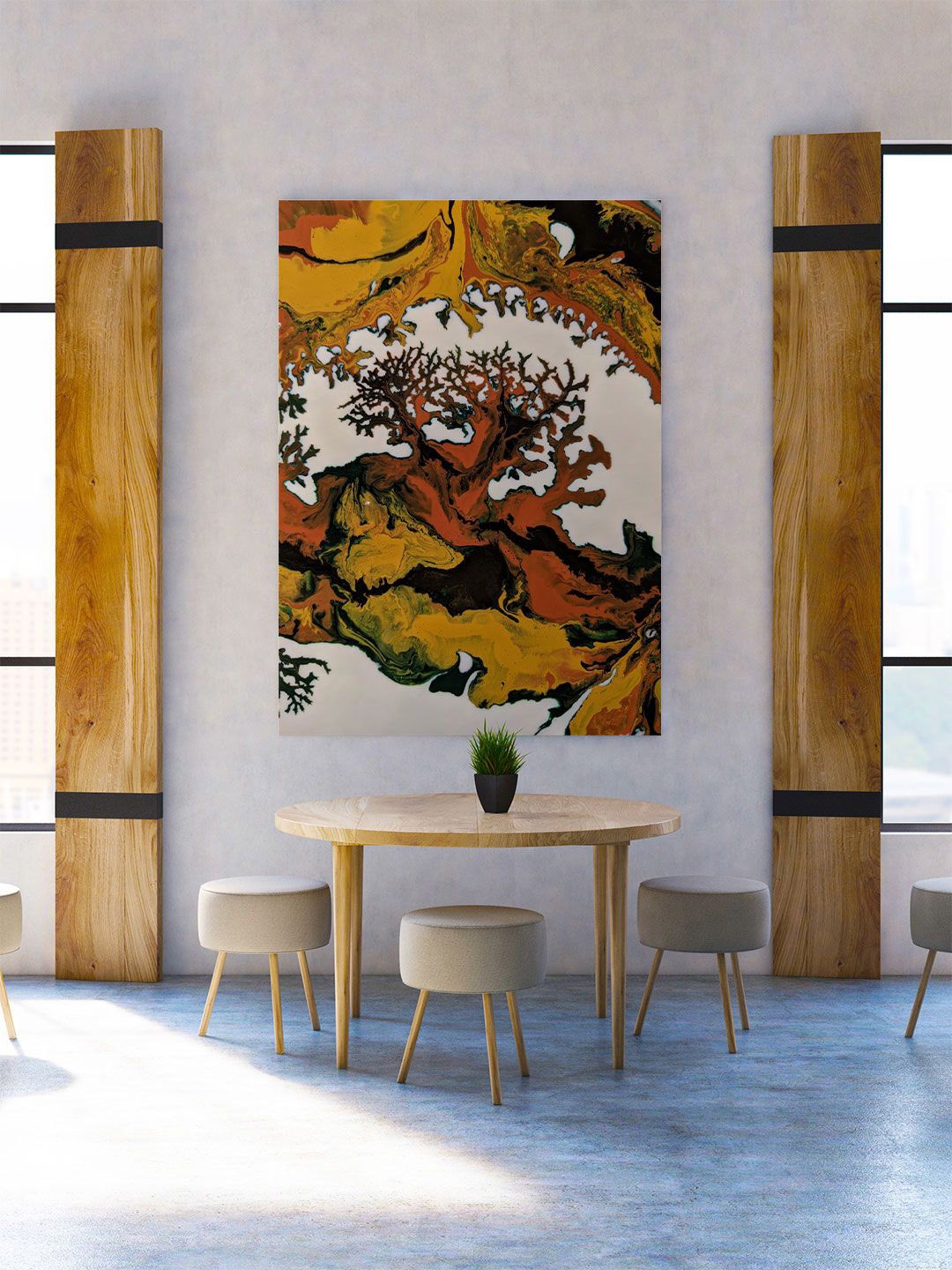 

ARTSPACE Yellow Coral Abstract Canvas Wall Art