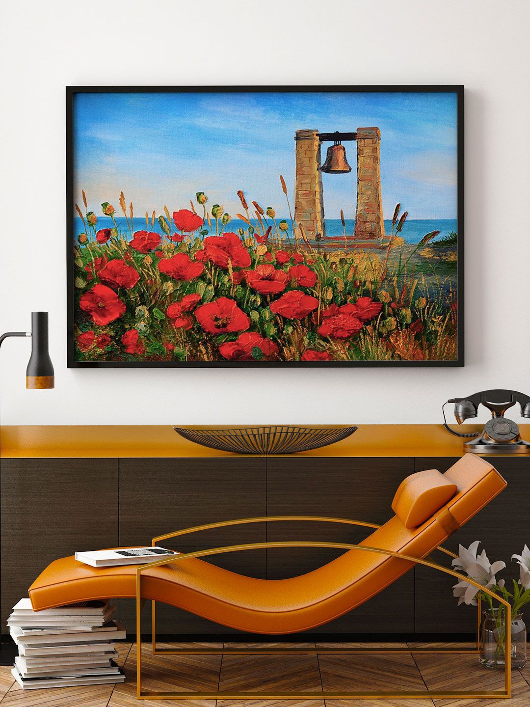 

ARTSPACE Blue Floral Canvas Wall Painting With Frame