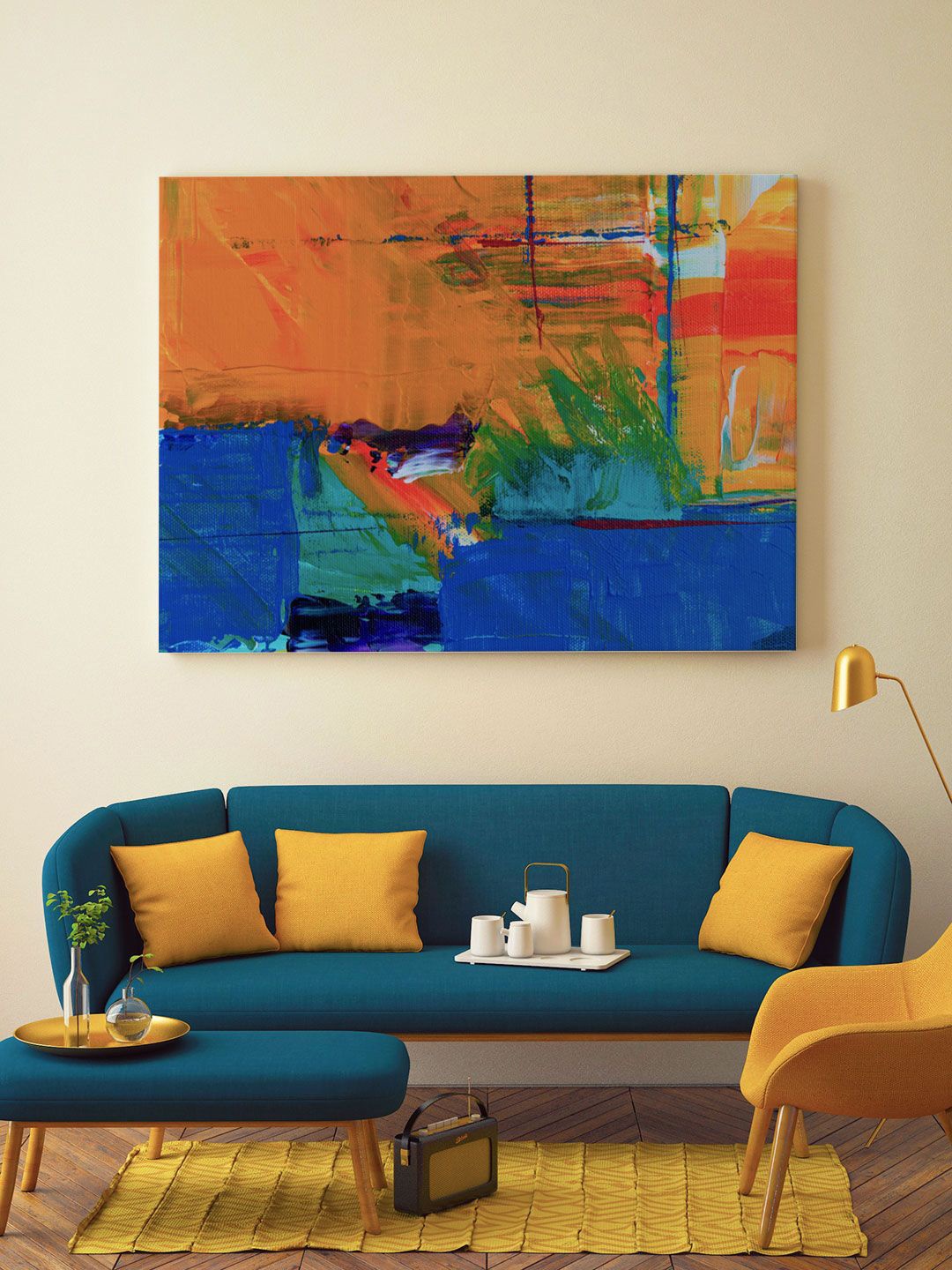 

ARTSPACE Multicolored Abstract Painting with Vibrant Colors Framed Wall Painting, Multi
