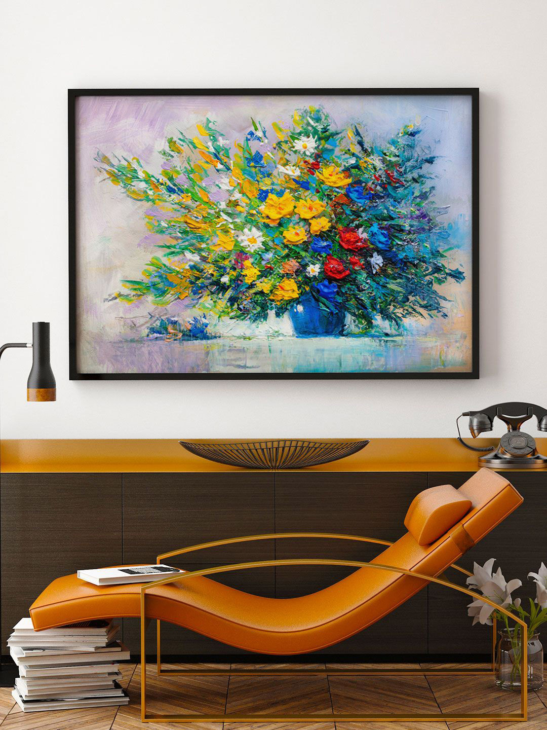 

ARTSPACE Multicolored Blooming Flowers Art Framed Wall Painting, Multi