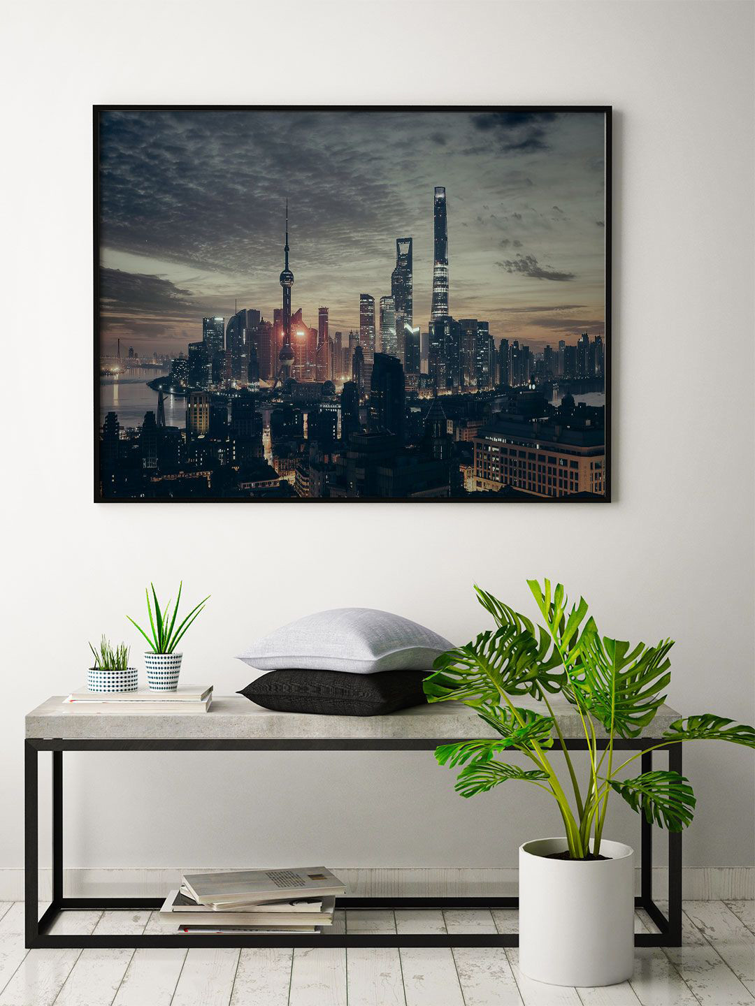 

ARTSPACE Multicoloured Shanghai Skyline Wall Painting, Multi