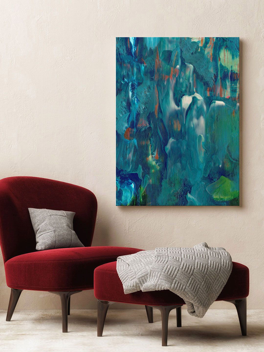 

ARTSPACE Blue & Green Coastal Abstract Framed Wall Painting