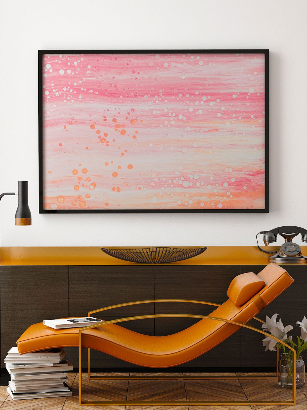 

ARTSPACE Pink Rain Drops Abstract Wall Painting