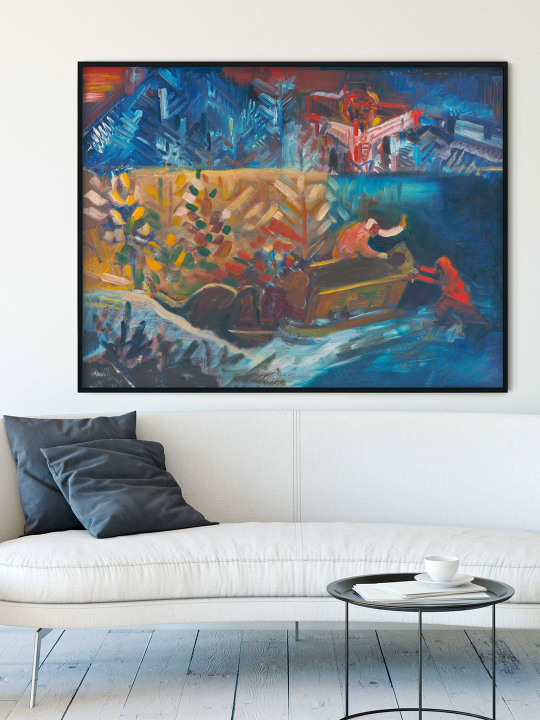 

ARTSPACE Pink & Blue Carrying the Sick Abstract Canvas Wall Art