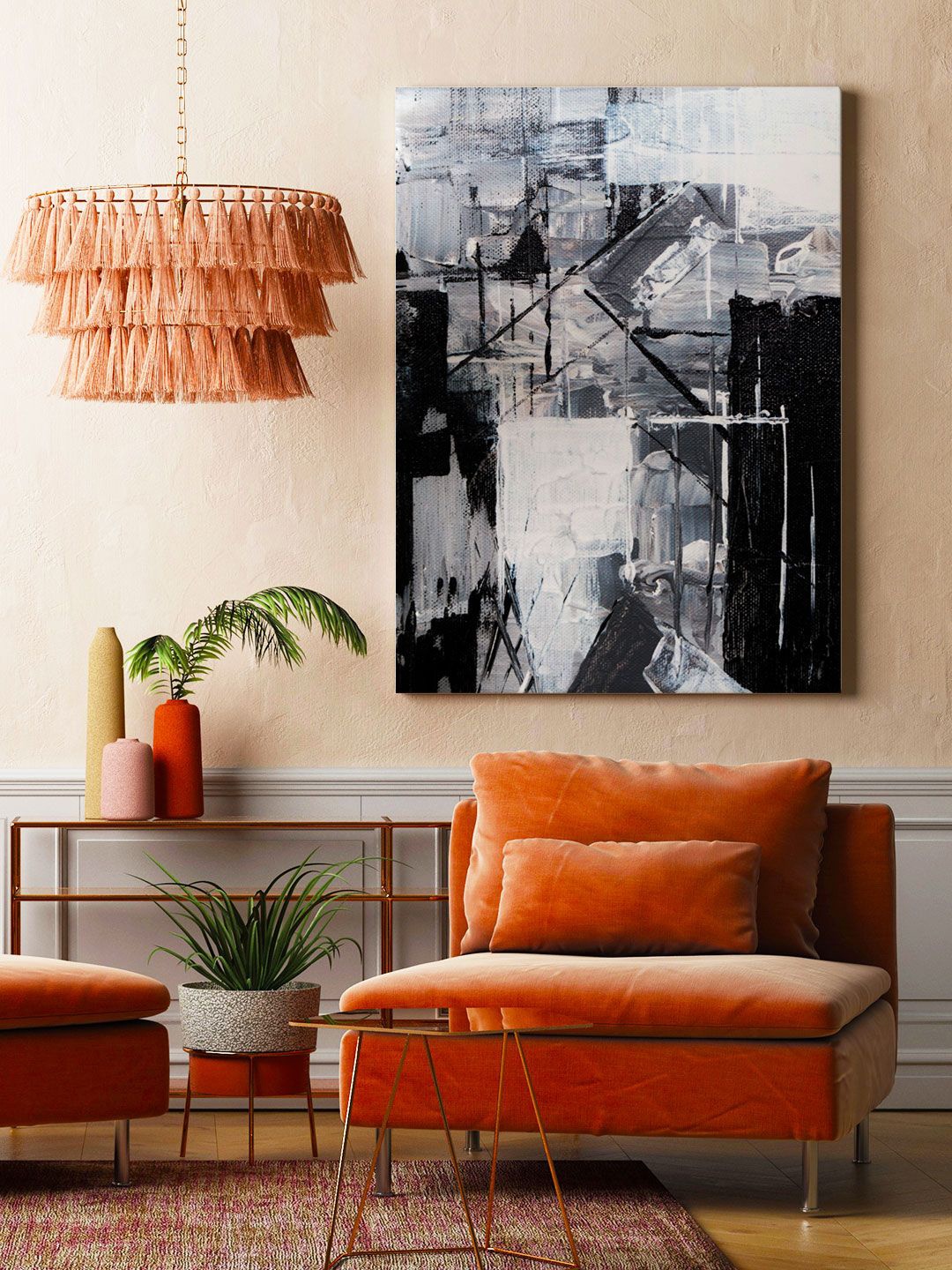 

ARTSPACE Black and White Abstract Framed Wall Painting