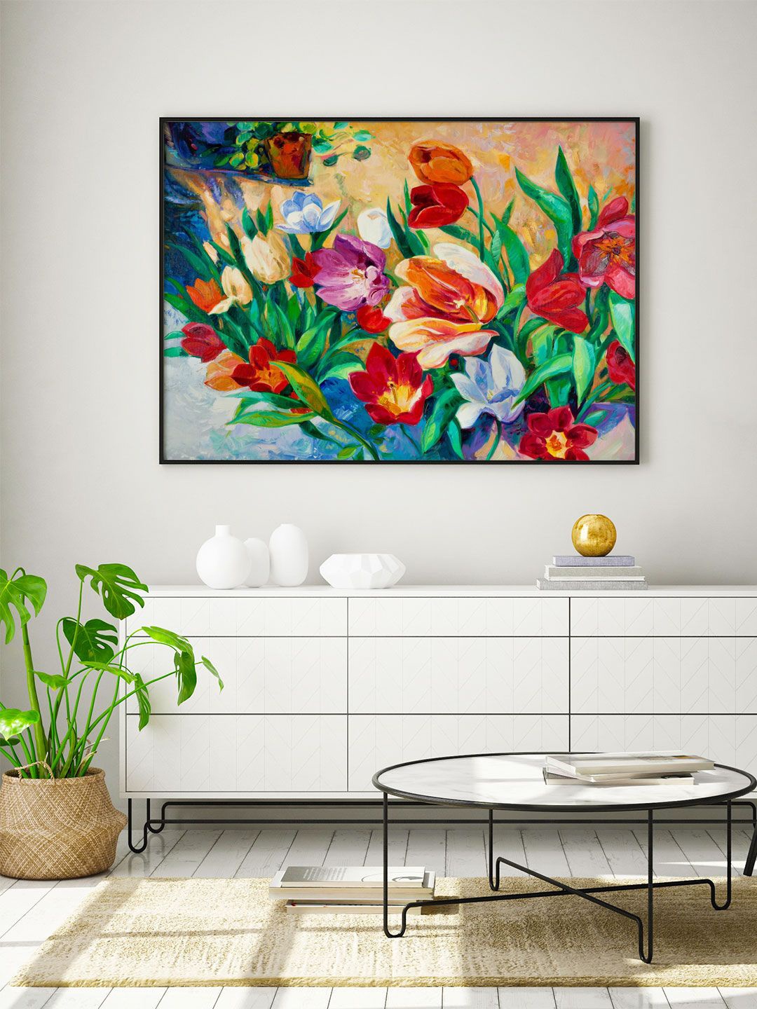 

ARTSPACE Pink Floral Printed Canvas Wall Painting With Frame