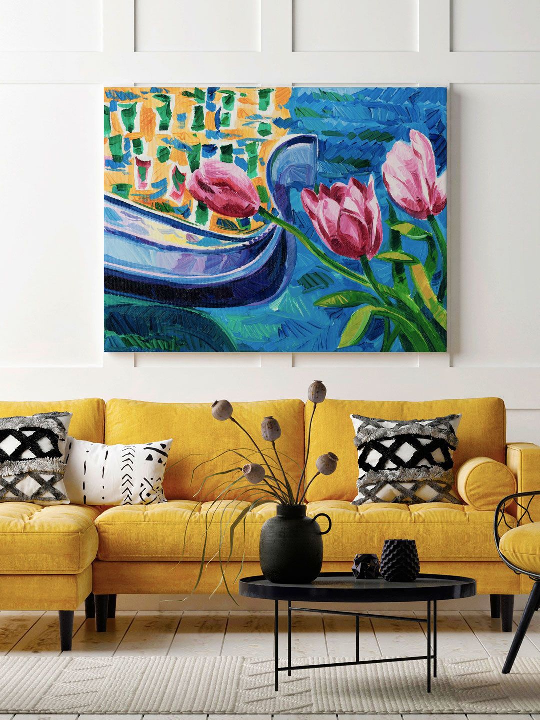 

ARTSPACE Blue & Pink Tulips Canvas Wall Art