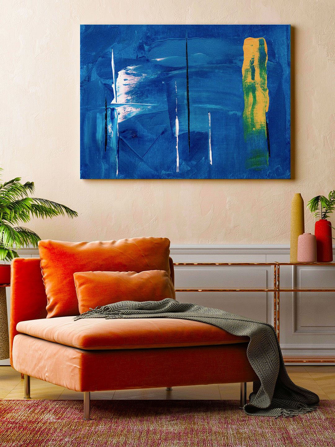 

ARTSPACE Blue & Yellow Abstract Framed Wall Painting