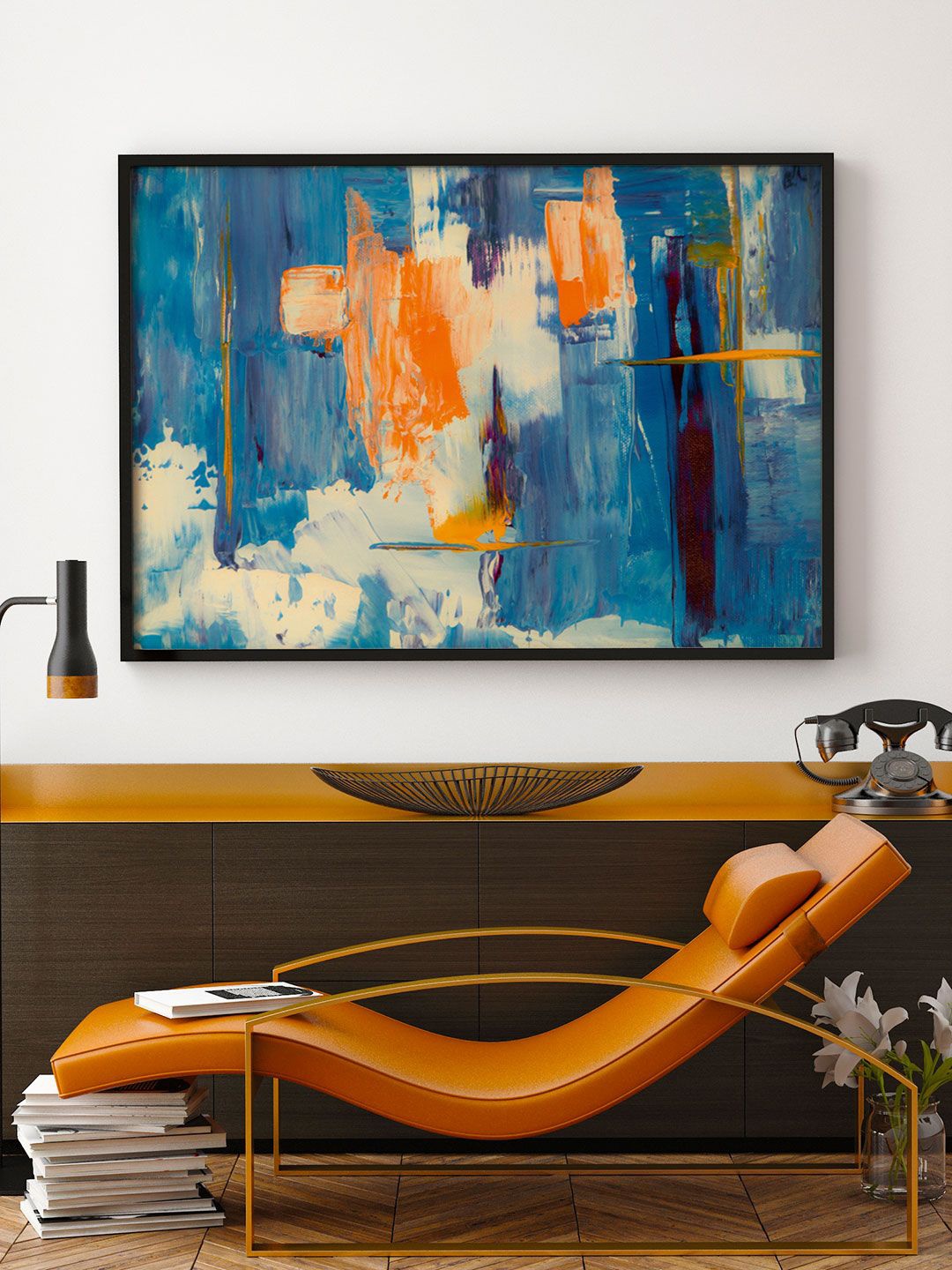 

ARTSPACE Blue & White Abstract Canvas Painting Wall Art
