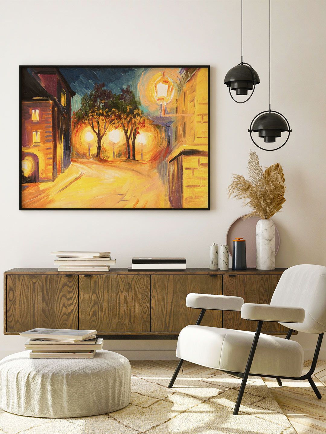 

ARTSPACE Yellow Evening street in Paris Framed Wall Painting