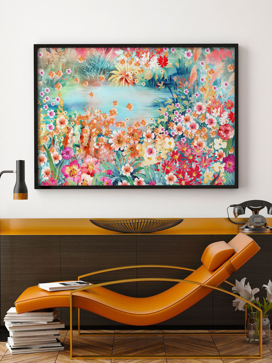 

ARTSPACE Multicolored Hand Painted Roses Framed Wall Painting, Multi