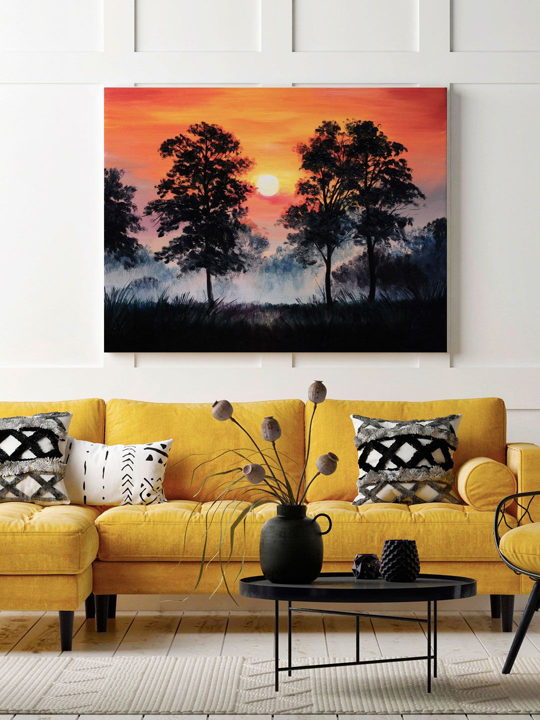 

ARTSPACE Multi-Coloured Sunset In Fog Canvas Wall Painting