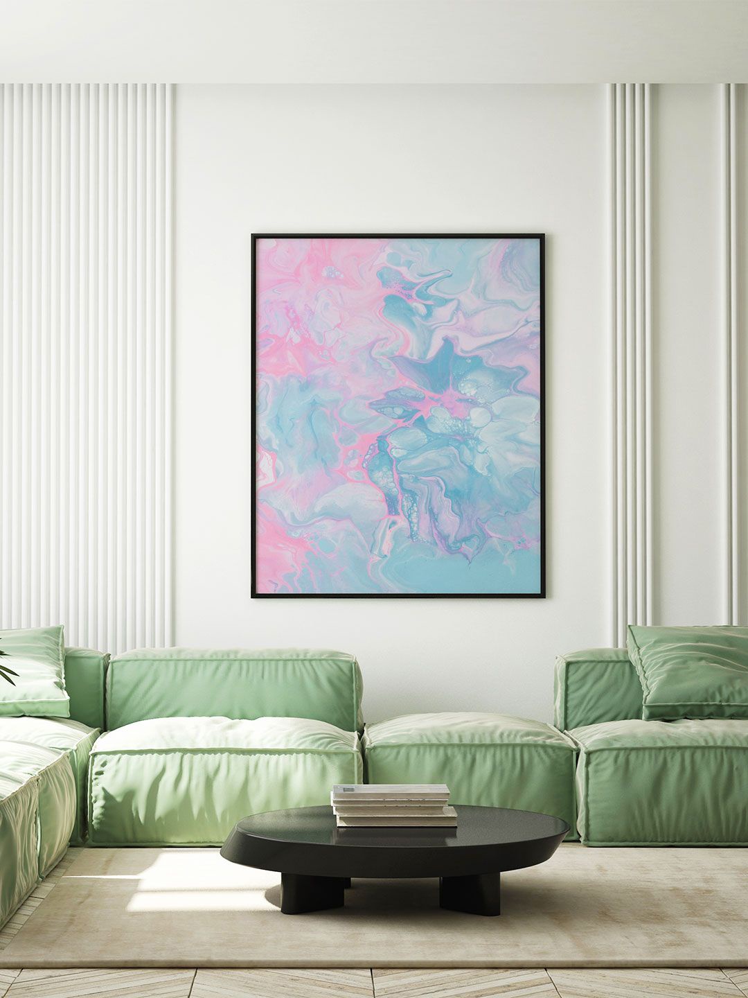 

ARTSPACE Pink & Blue Flowing Fluid Art Framed Wall Art