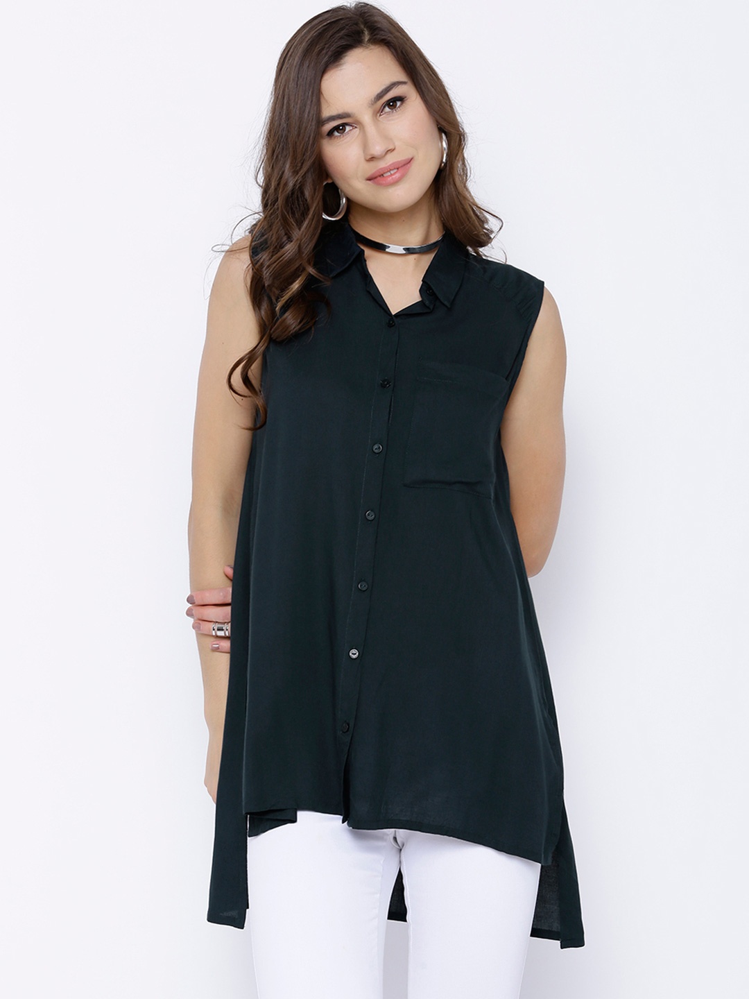

Tokyo Talkies Women Teal Green Casual Shirt