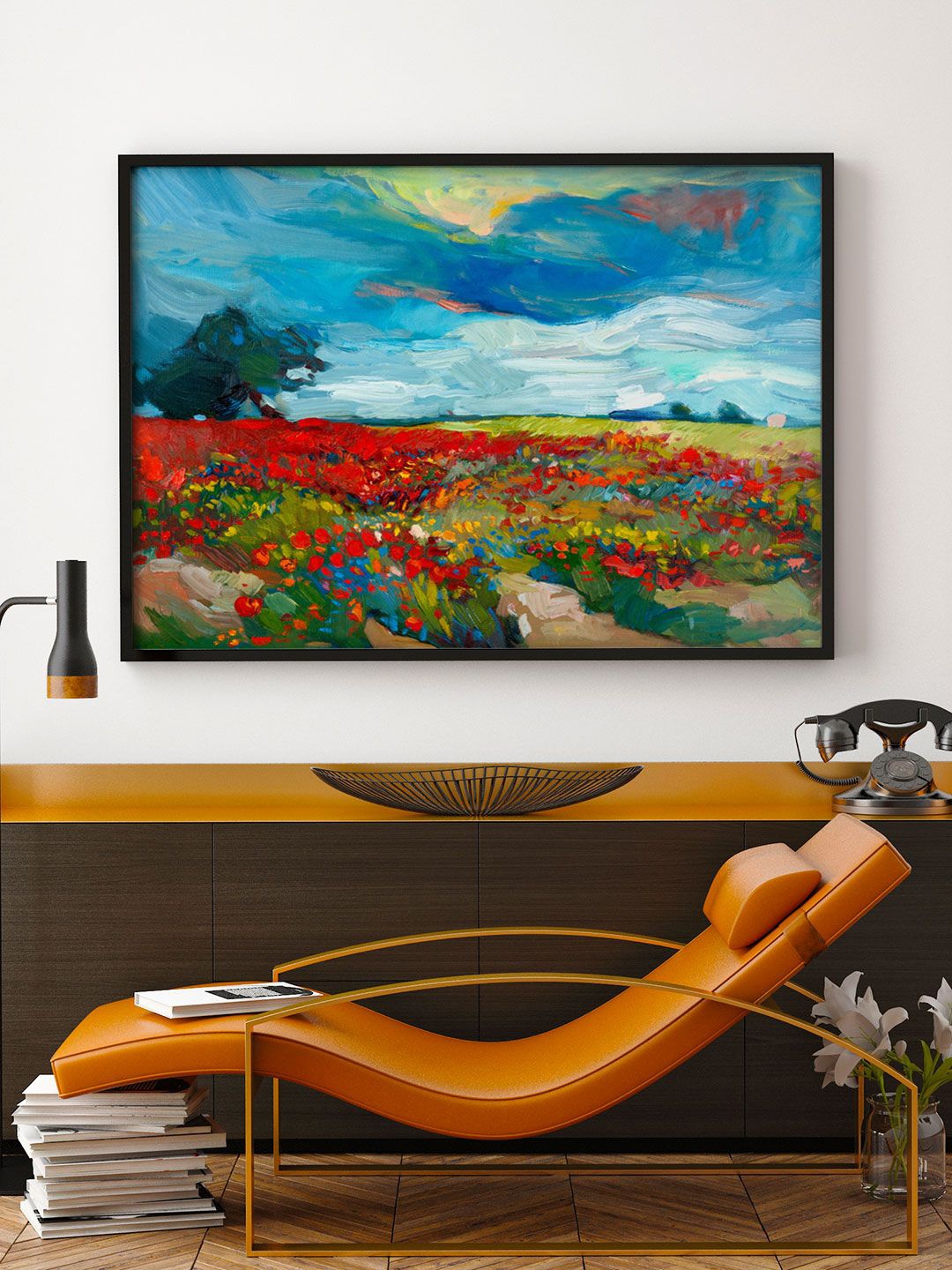 

ARTSPACE Blue & Red Abstract Flower Fields Wall Painting
