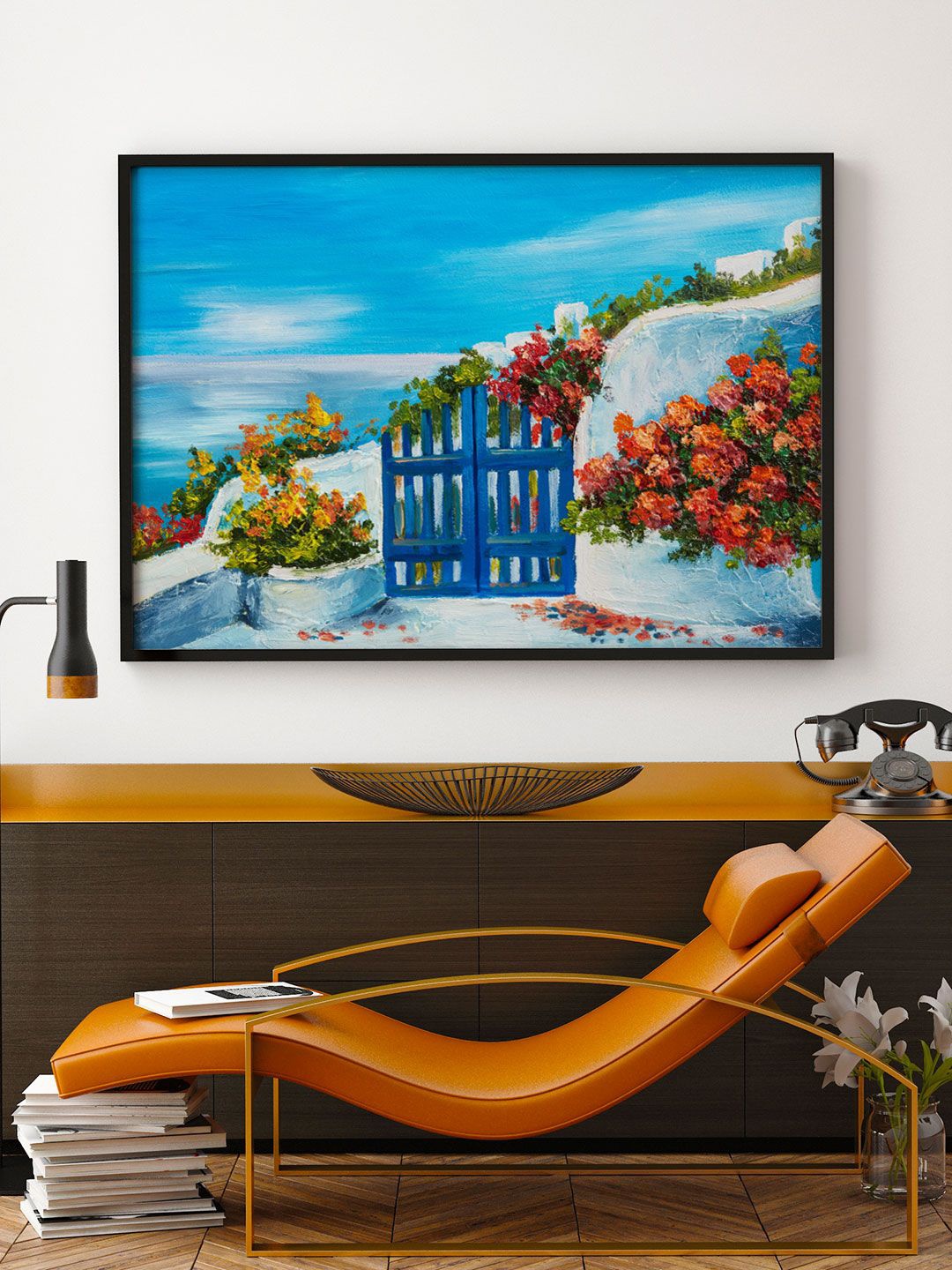 

ARTSPACE Blue & White House Near The Sea Painting Wall Art
