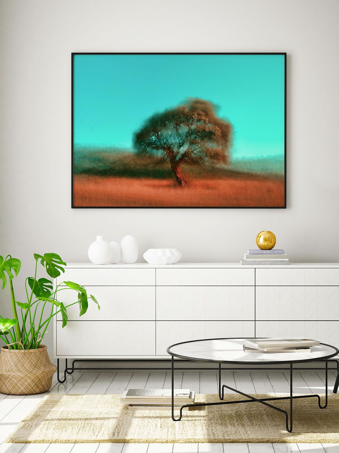 

ARTSPACE Blue & Green Tree Blossom Abstract Painting Wall Art