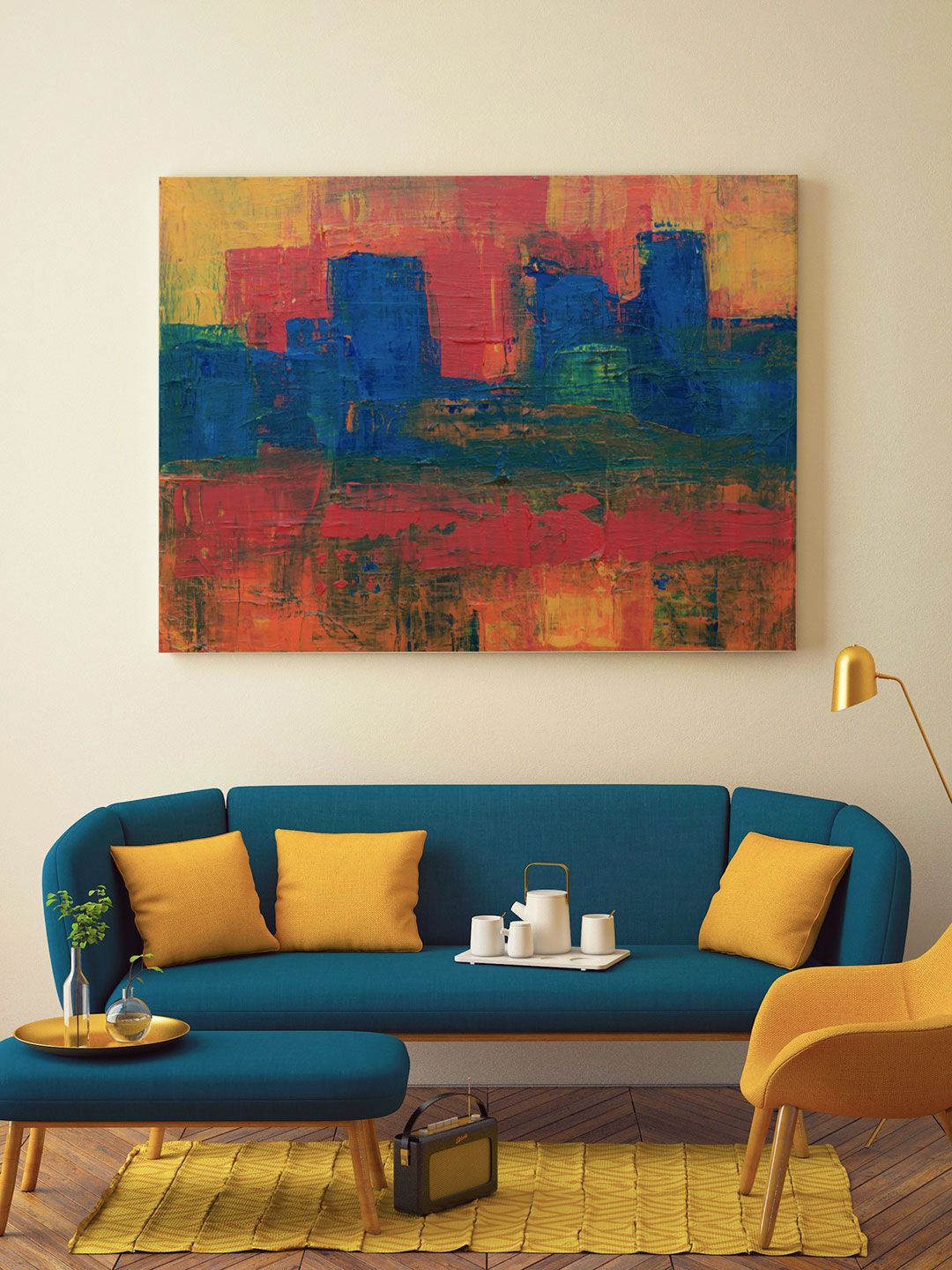 

ARTSPACE Blue & Red Abstract Painting Wall Art