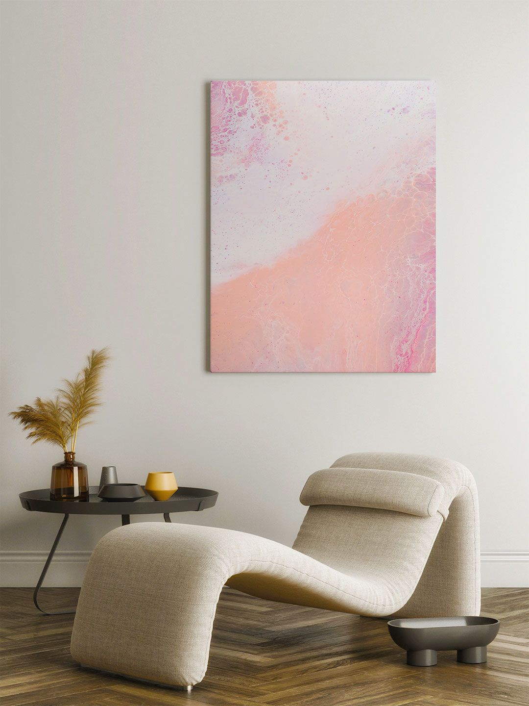 

ARTSPACE Pink & White Sea Shore Abstract Painting Canvas Framed Wall Art