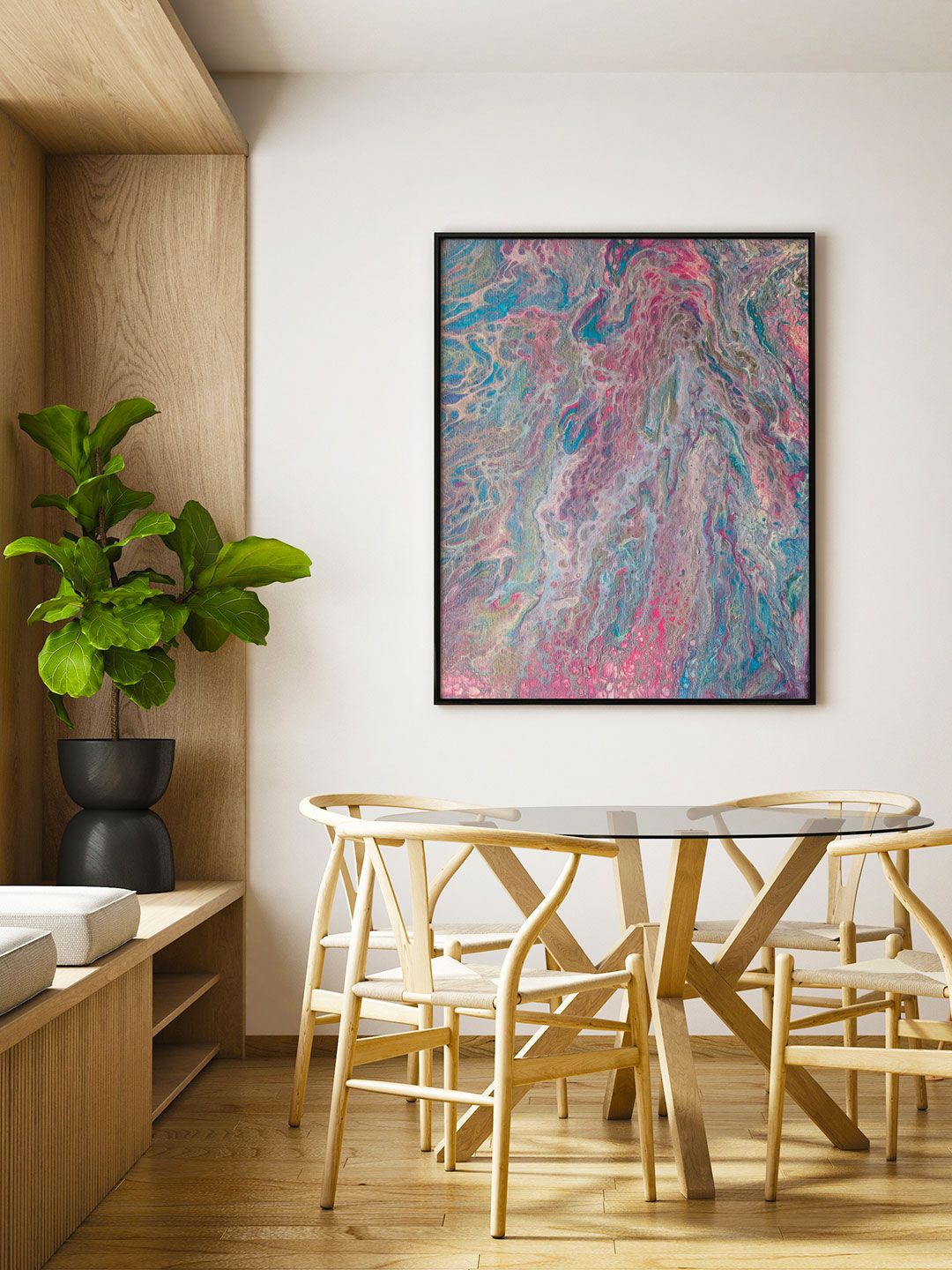 

ARTSPACE Pink & Black Abstract Art Painted Wall Art
