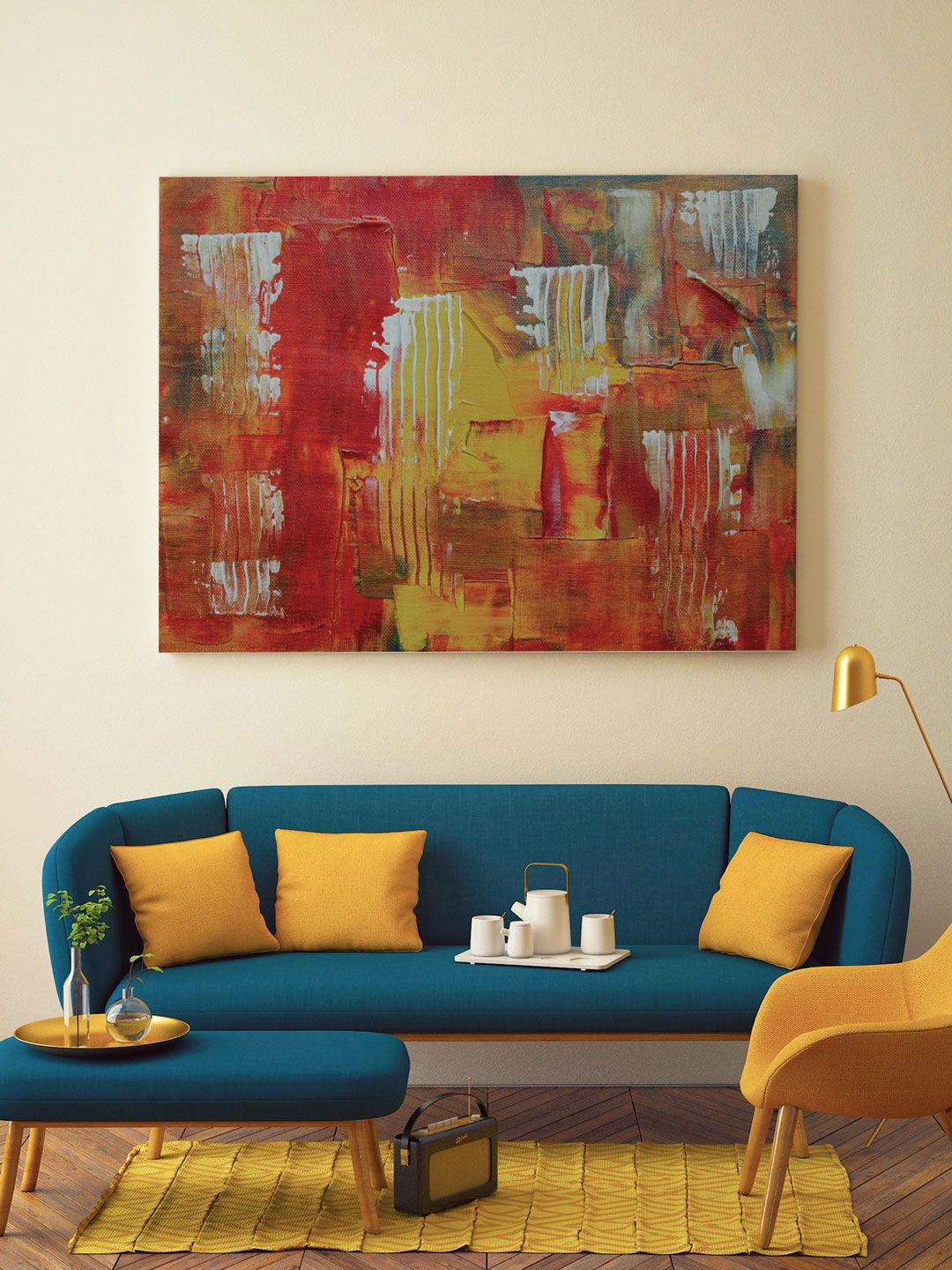 

ARTSPACE Red & Yellow Big Canvas Painting, Multi