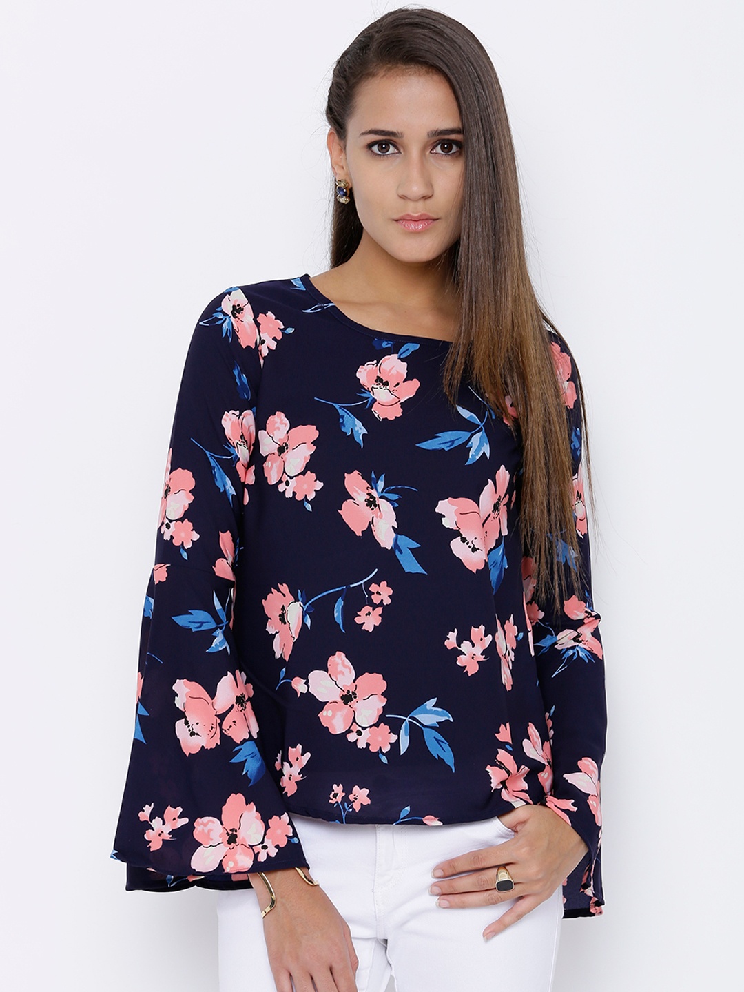 

Tokyo Talkies Navy Floral Print Top, Navy blue