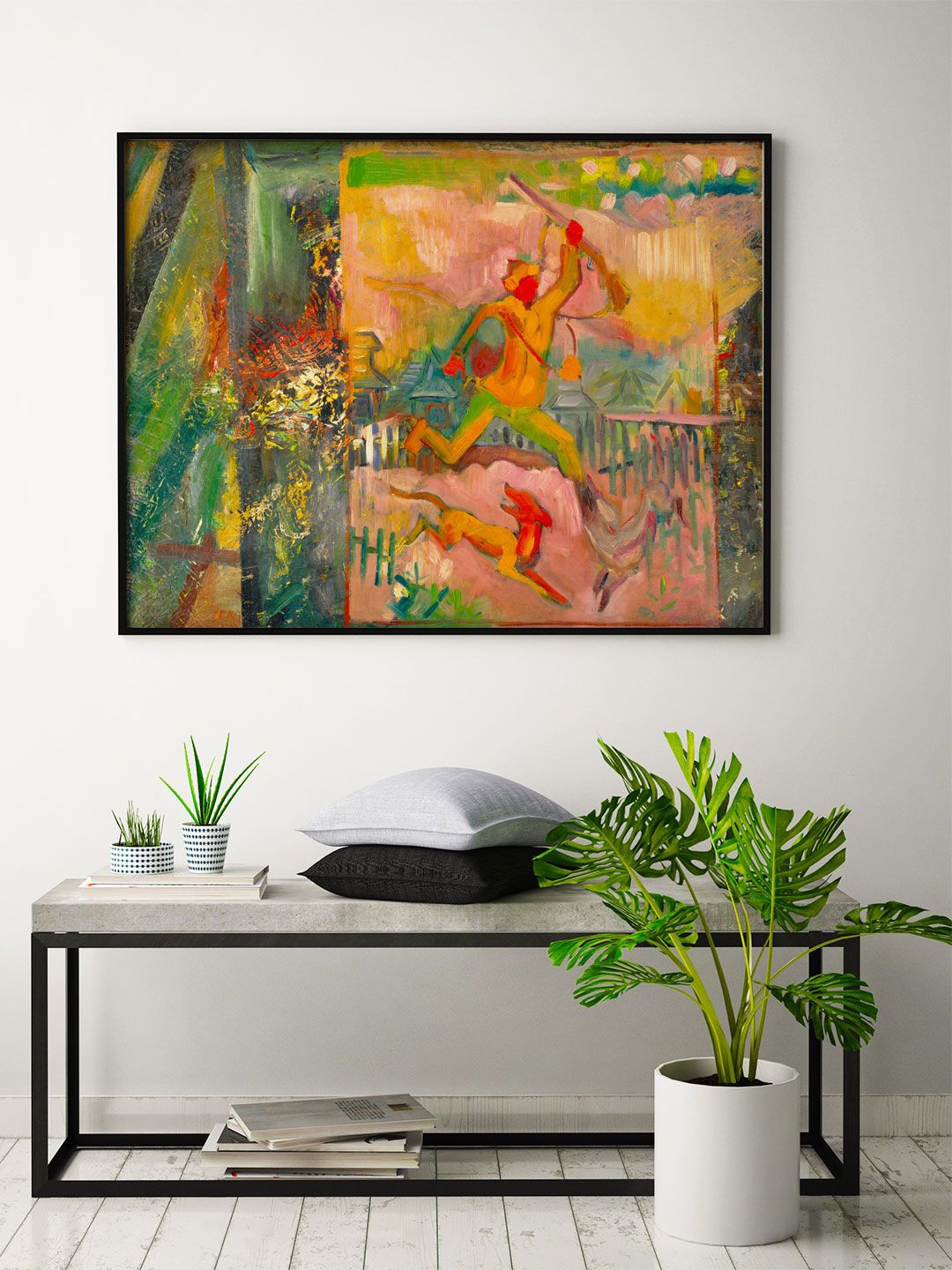 

ARTSPACE Pink & Green Campfire Abstract Painting Wall Art