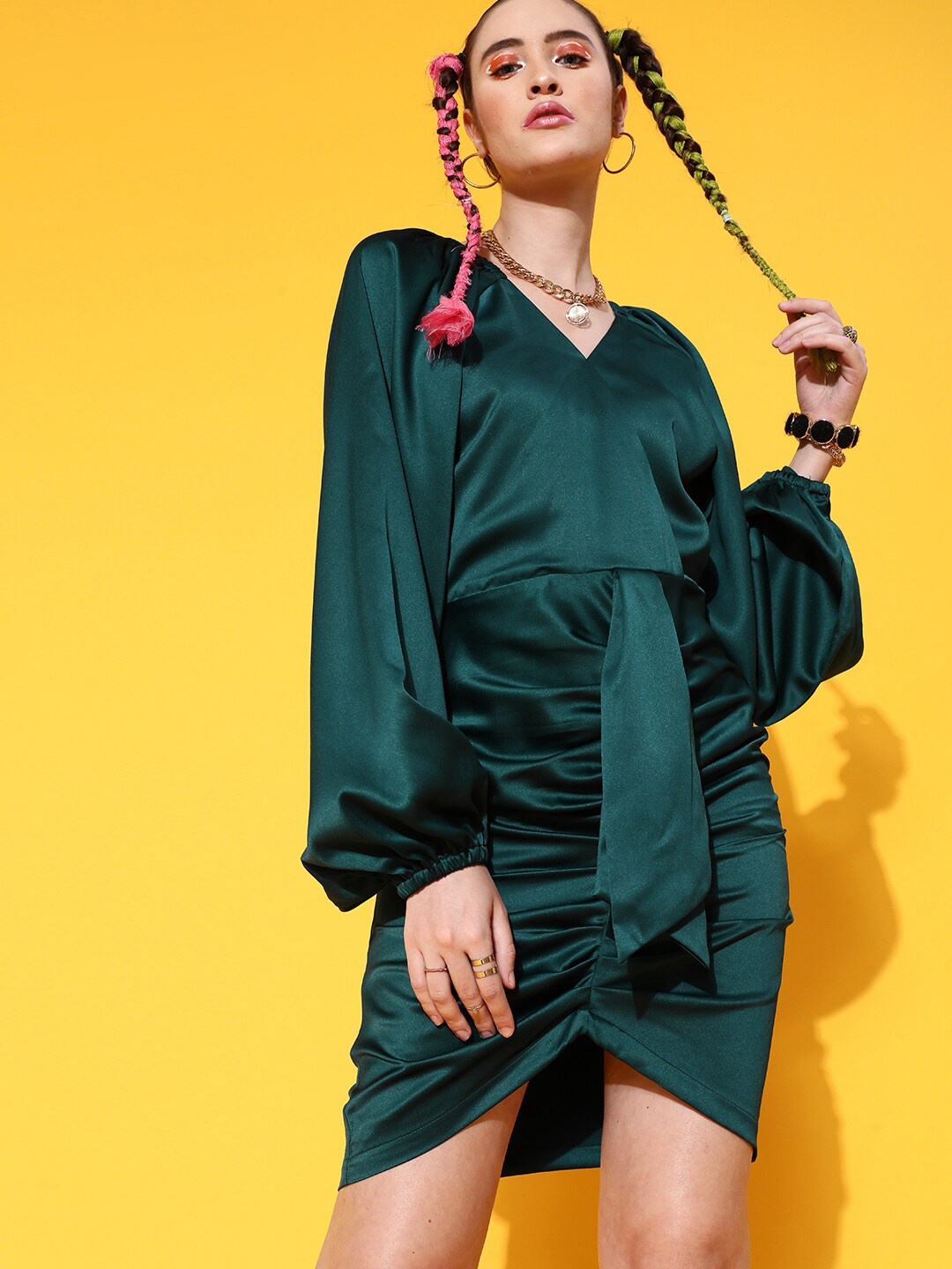 

STREET 9 Women Gorgeous Green Solid Dress