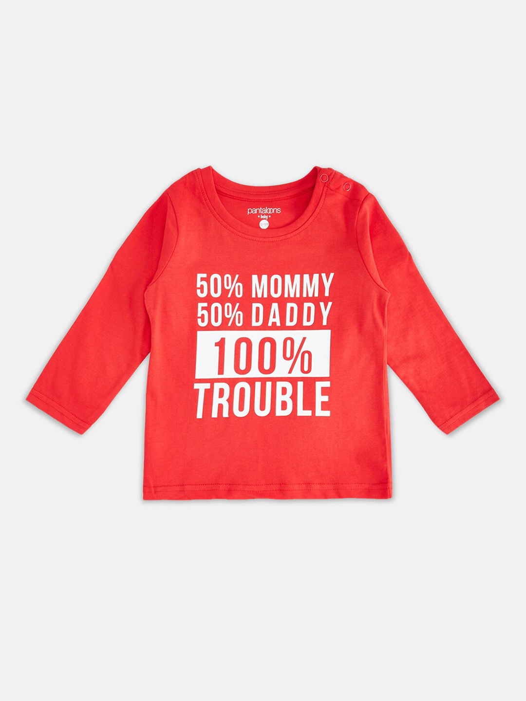 

Pantaloons Baby Boys Red Typography Printed Cotton T-shirt