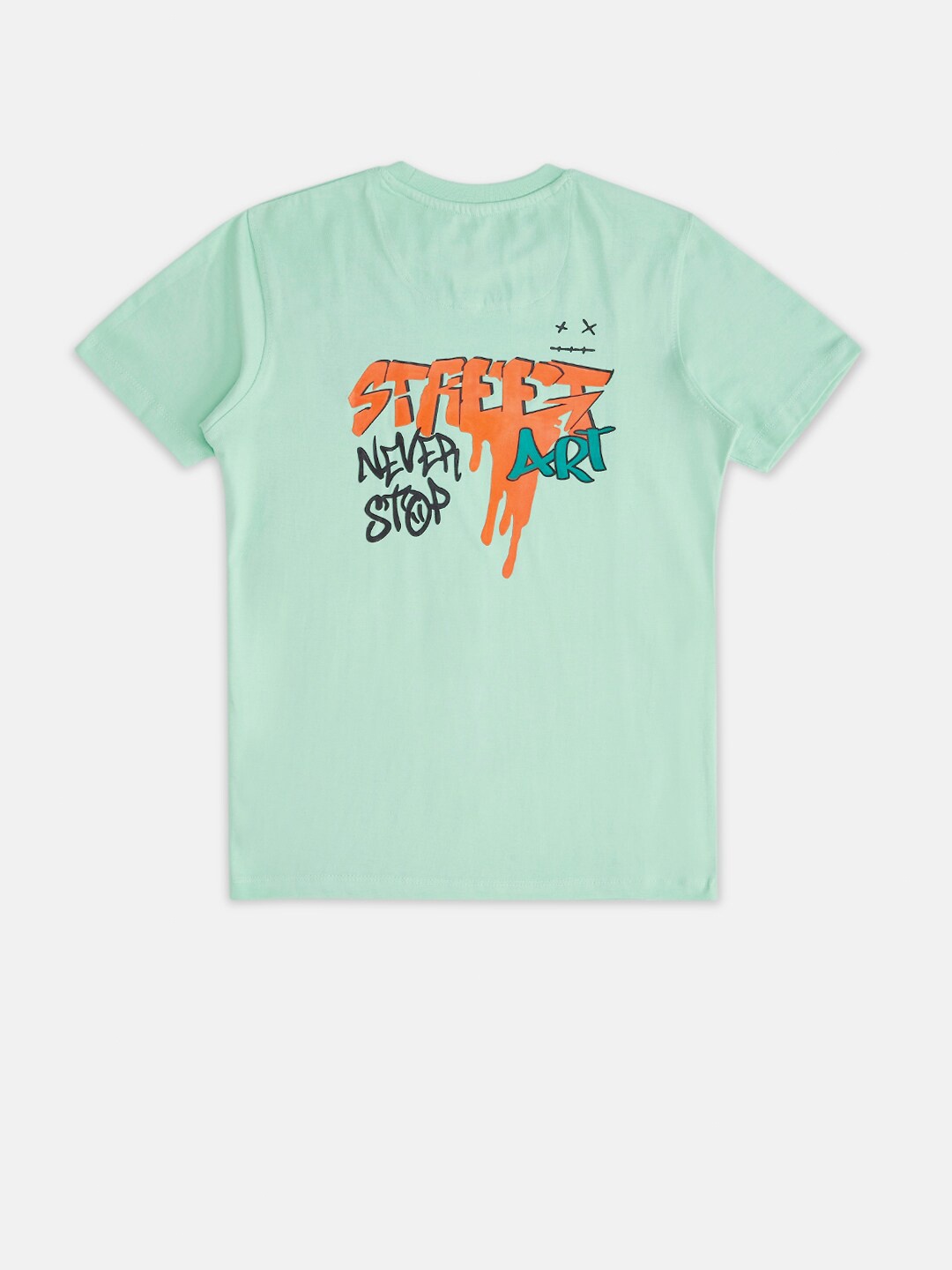 

Pantaloons Junior Boys Green Typography Printed Cotton T-shirt