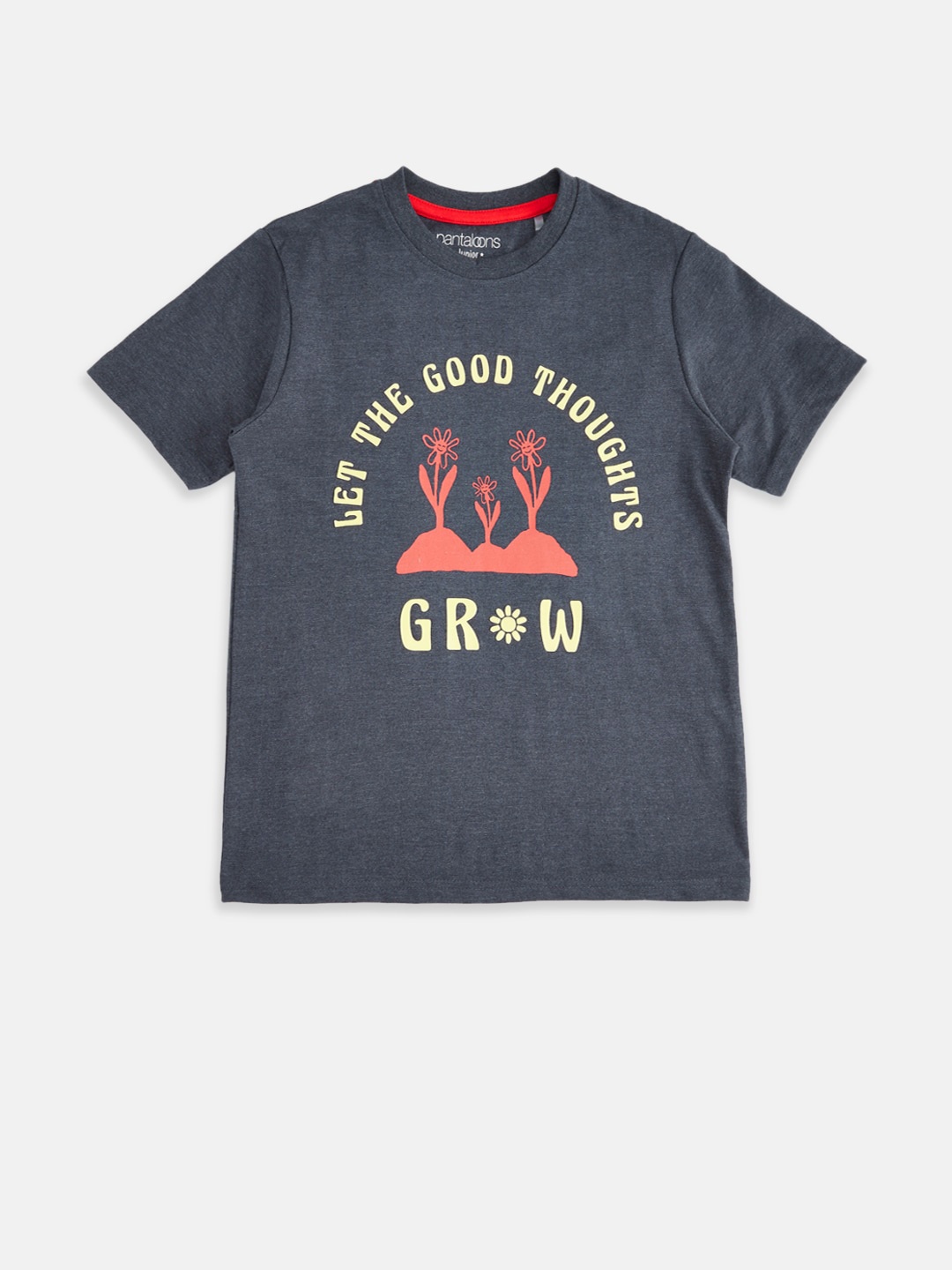 Pantaloons Junior Boys Navy Blue Typography Printed Cotton T-shirt