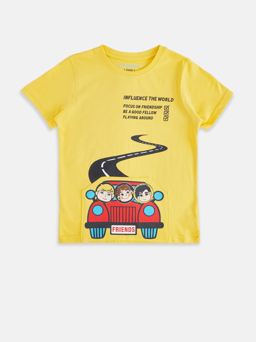 

Pantaloons Junior Boys Yellow Printed Cotton T-shirt