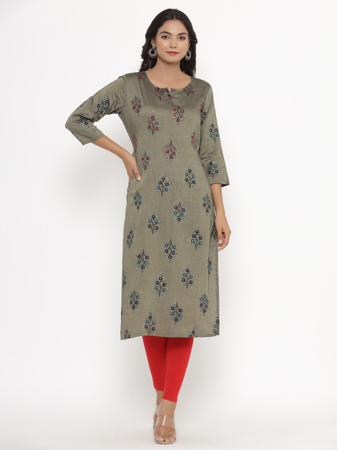 

PK Fashions Women Green Floral Printed Kurta