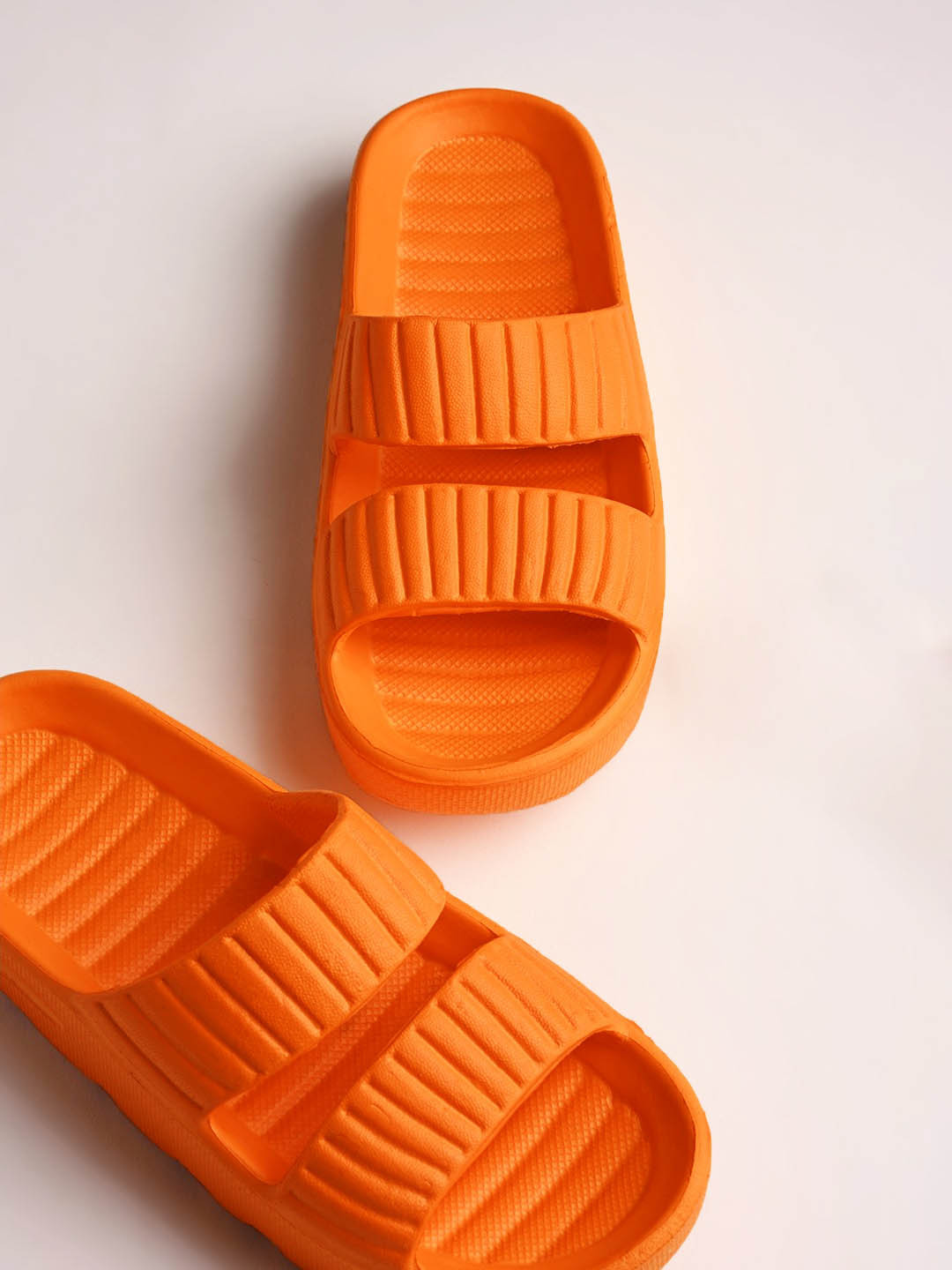 

Shoetopia Women Orange Solid Synthetic Sliders