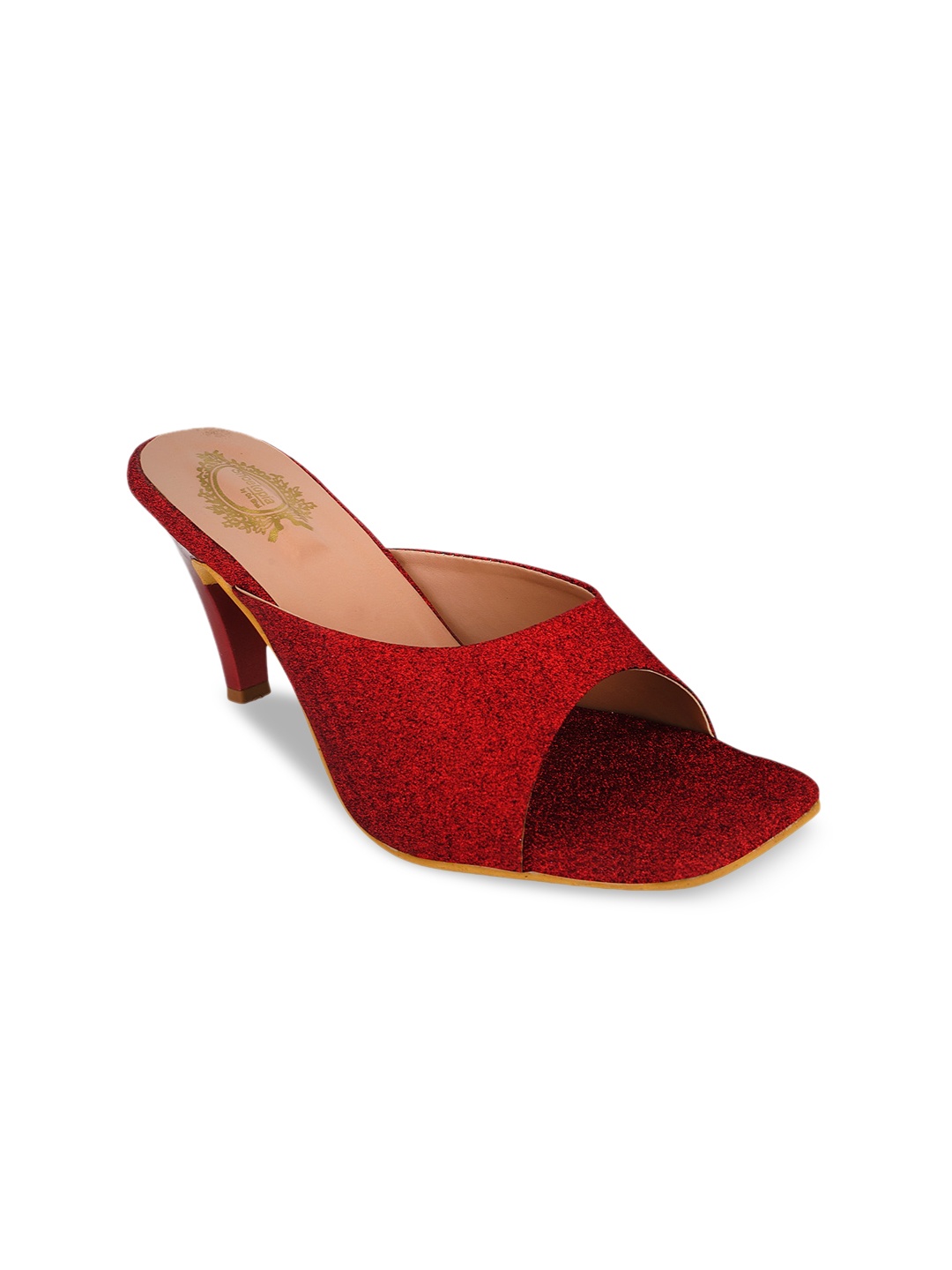 

Shoetopia Red Textured Party Kitten Peep Toes