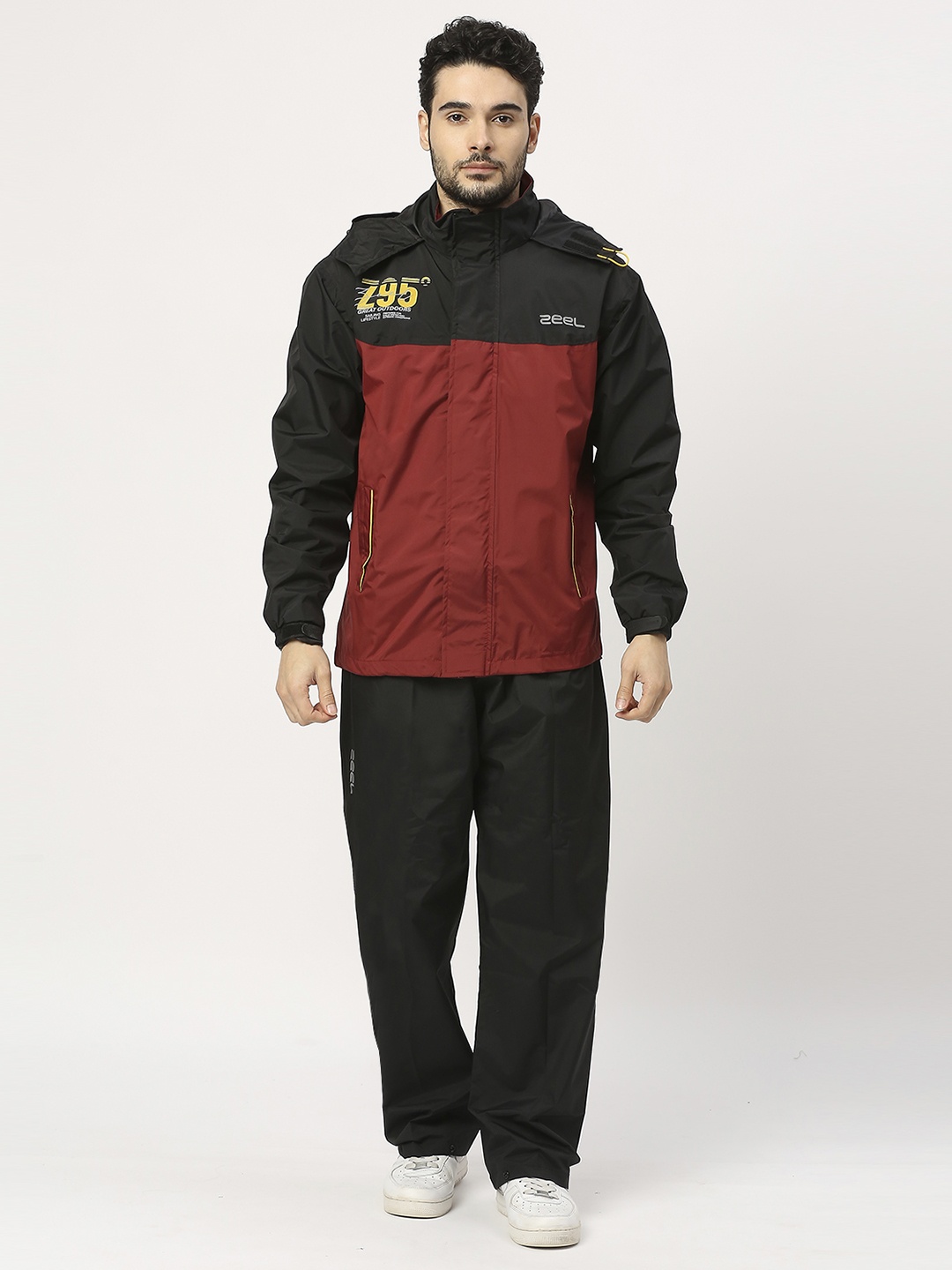 

Zeel Men Red & Black Colourblocked Rain Suit