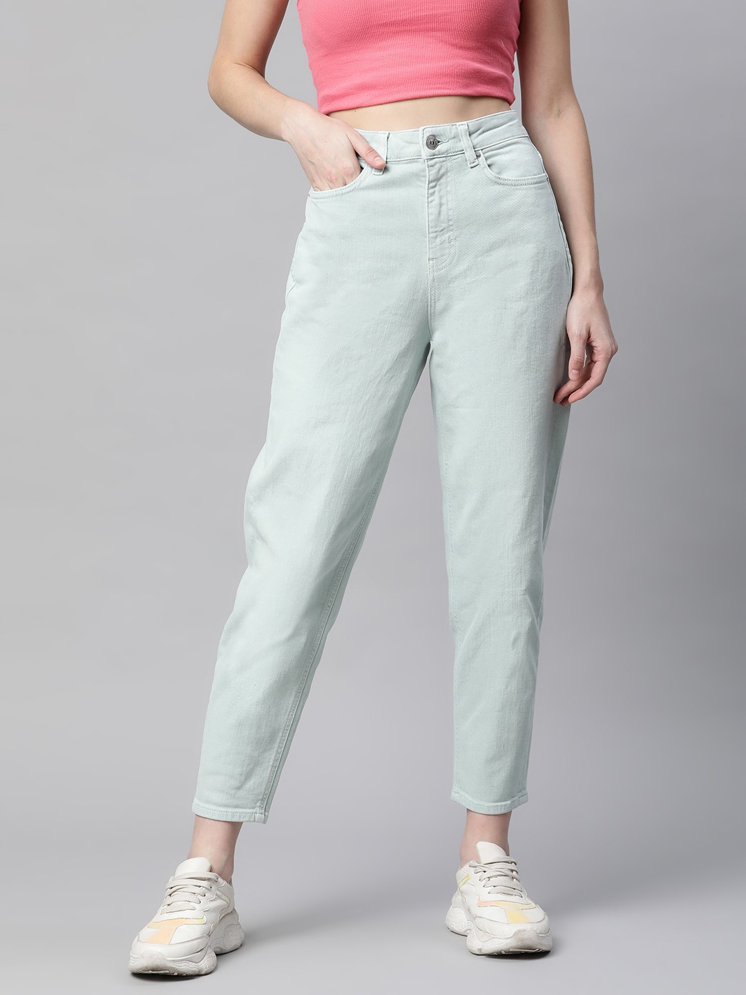 

Marks & Spencer Women Sea Green Mom Fit High-Rise Stretchable Jeans