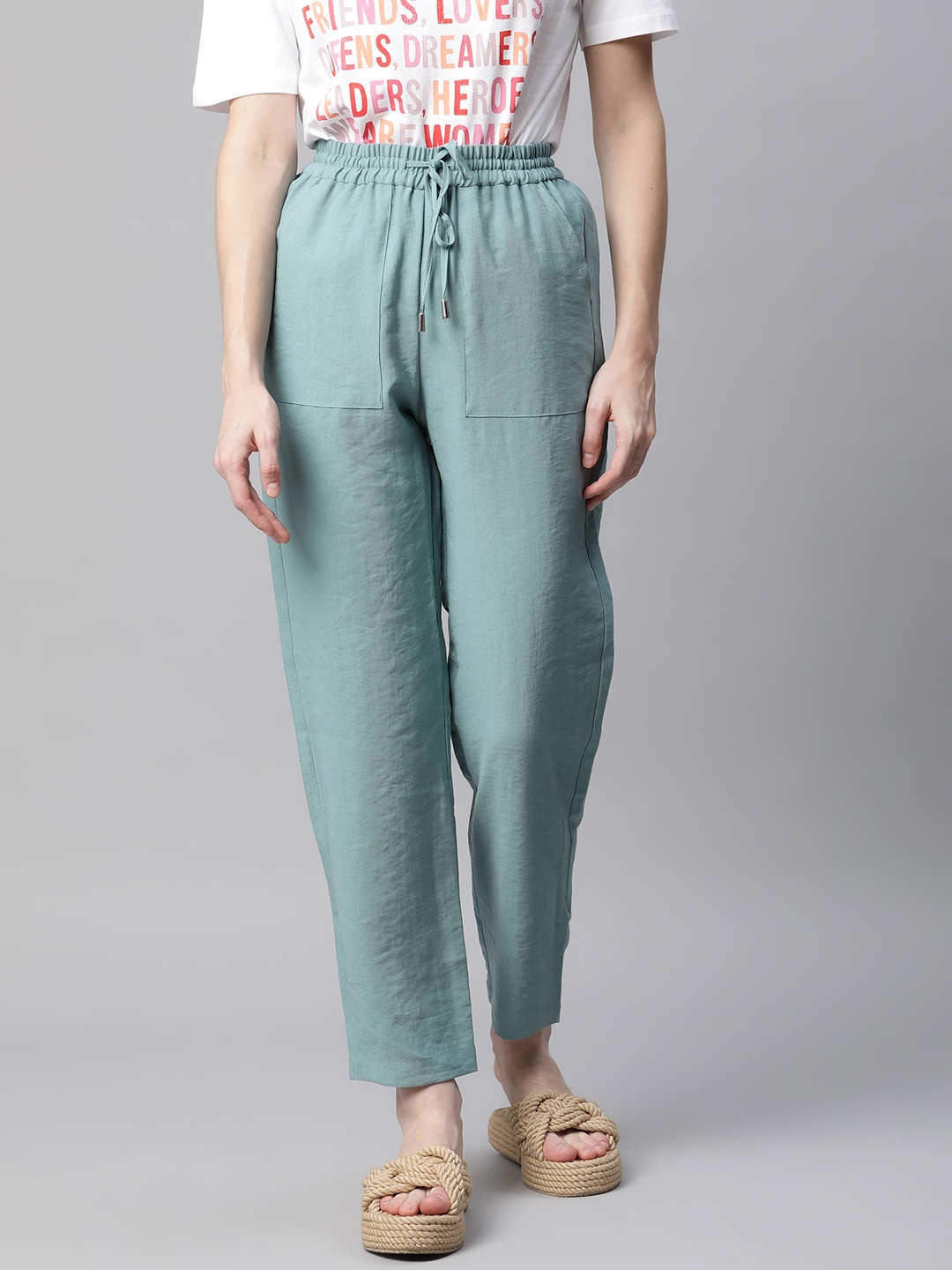 

Marks & Spencer Women Sea Green Solid Trouser