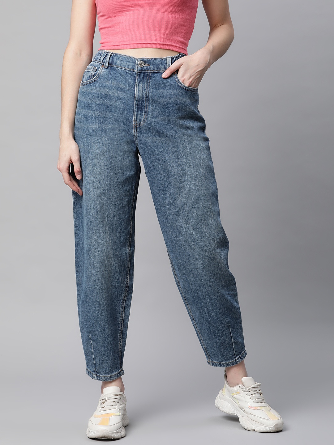 

Marks & Spencer Women Blue Slim Balloon Fit High-Rise Light Fade Jeans