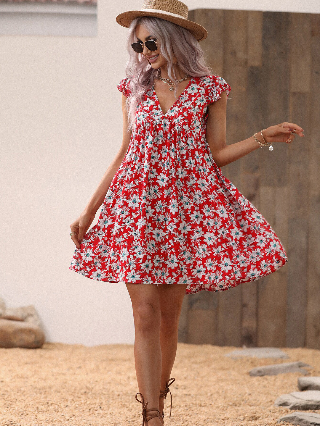 

BoStreet Red Floral Dress
