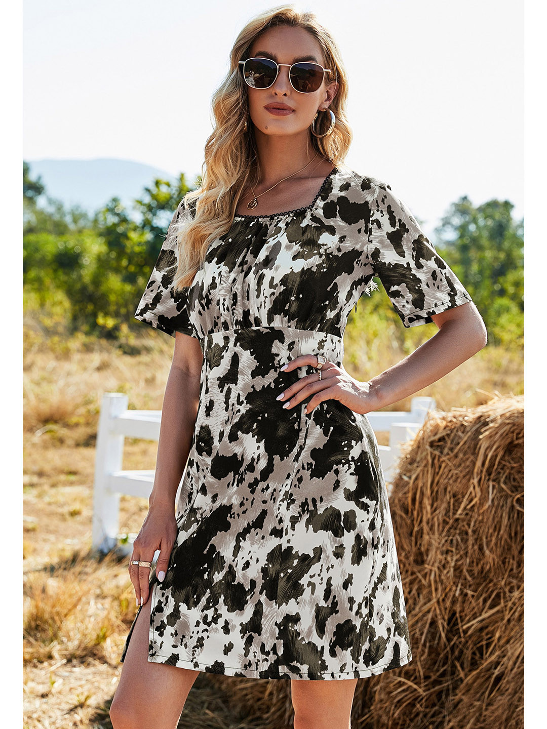 

StyleCast Grey A-Line Mini Front slit Dress