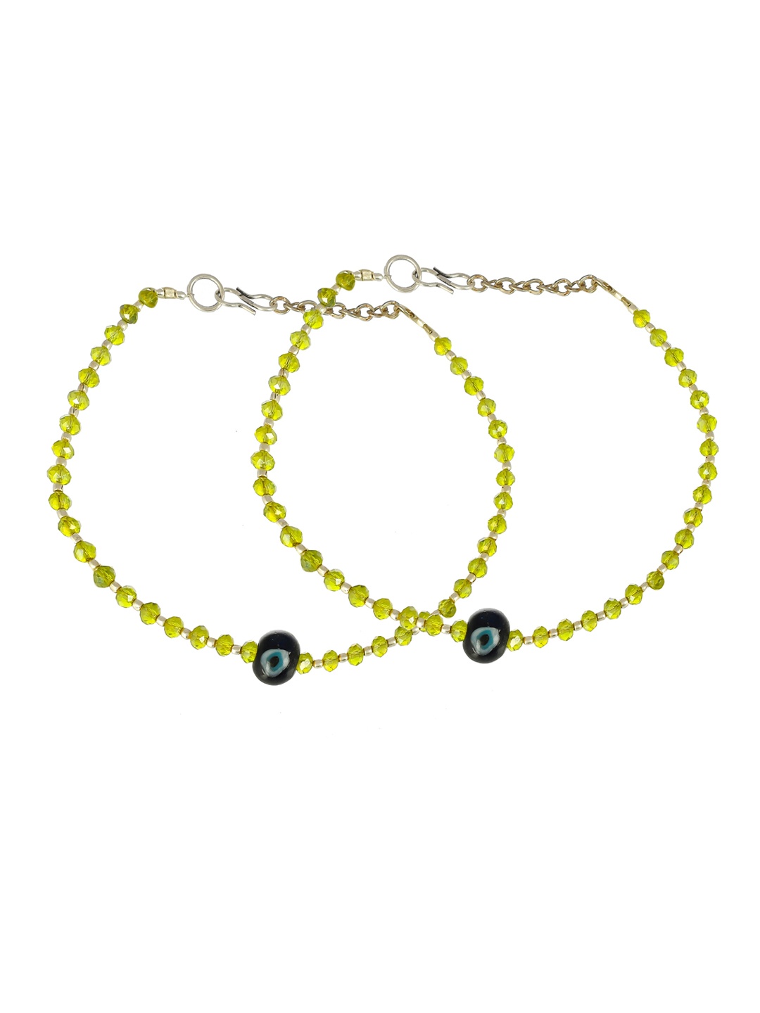 

Silvermerc Designs Set Of 2 Silver plated Lemon Beaded Evil Eye Chain Anklet