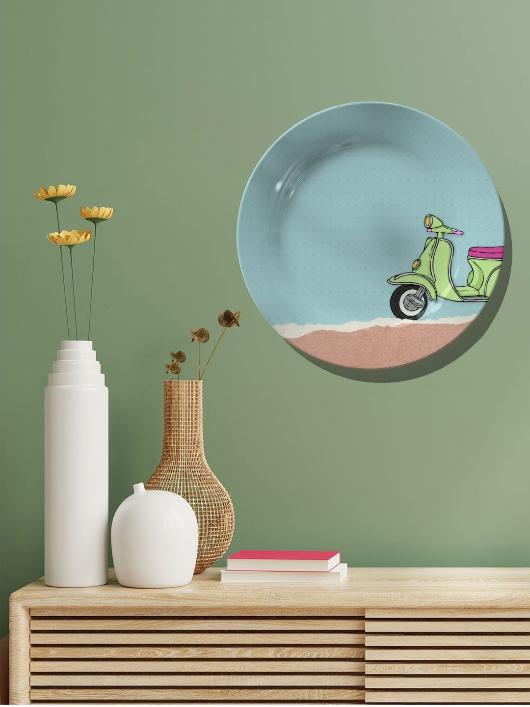 

ARTSPACE Blue & Green Scooter Decorative Wall Plates