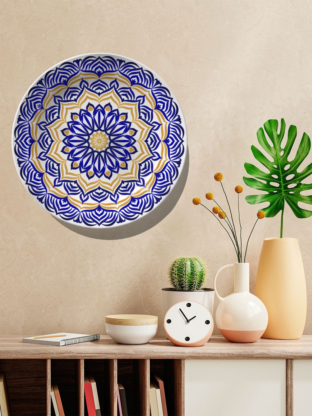 

ARTSPACE Blue & Beige Ornamental Design Ceramic Wall Plates
