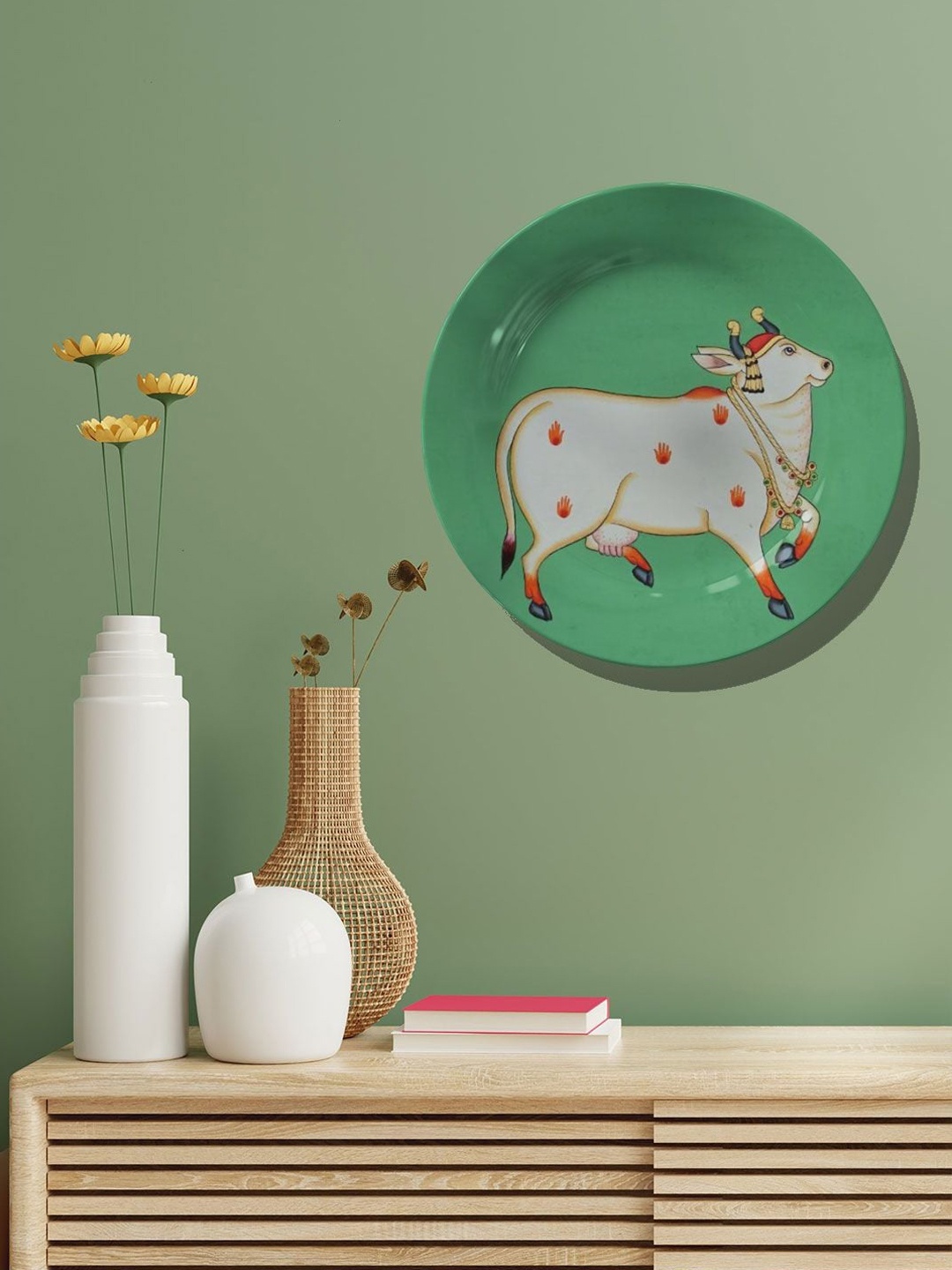 

ARTSPACE Blue Nandi Cow Dancing Ceramic Wall Decor Plate