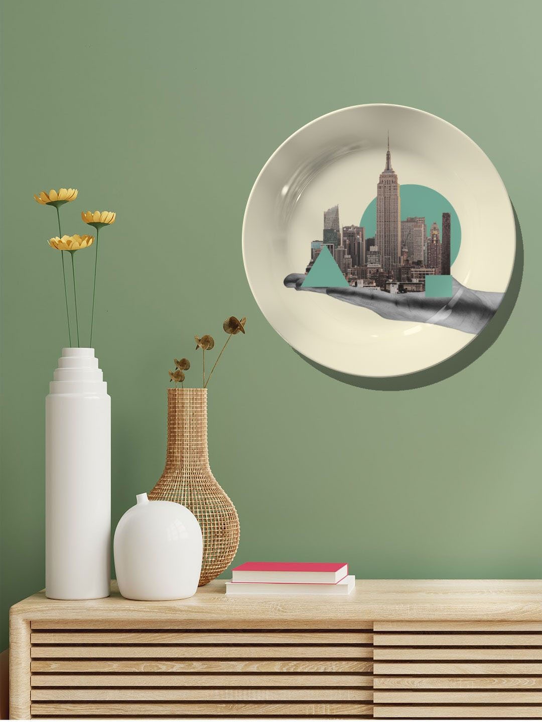 

ARTSPACE White & Multicoloured Buildings Painted Ceramic Wall Plates