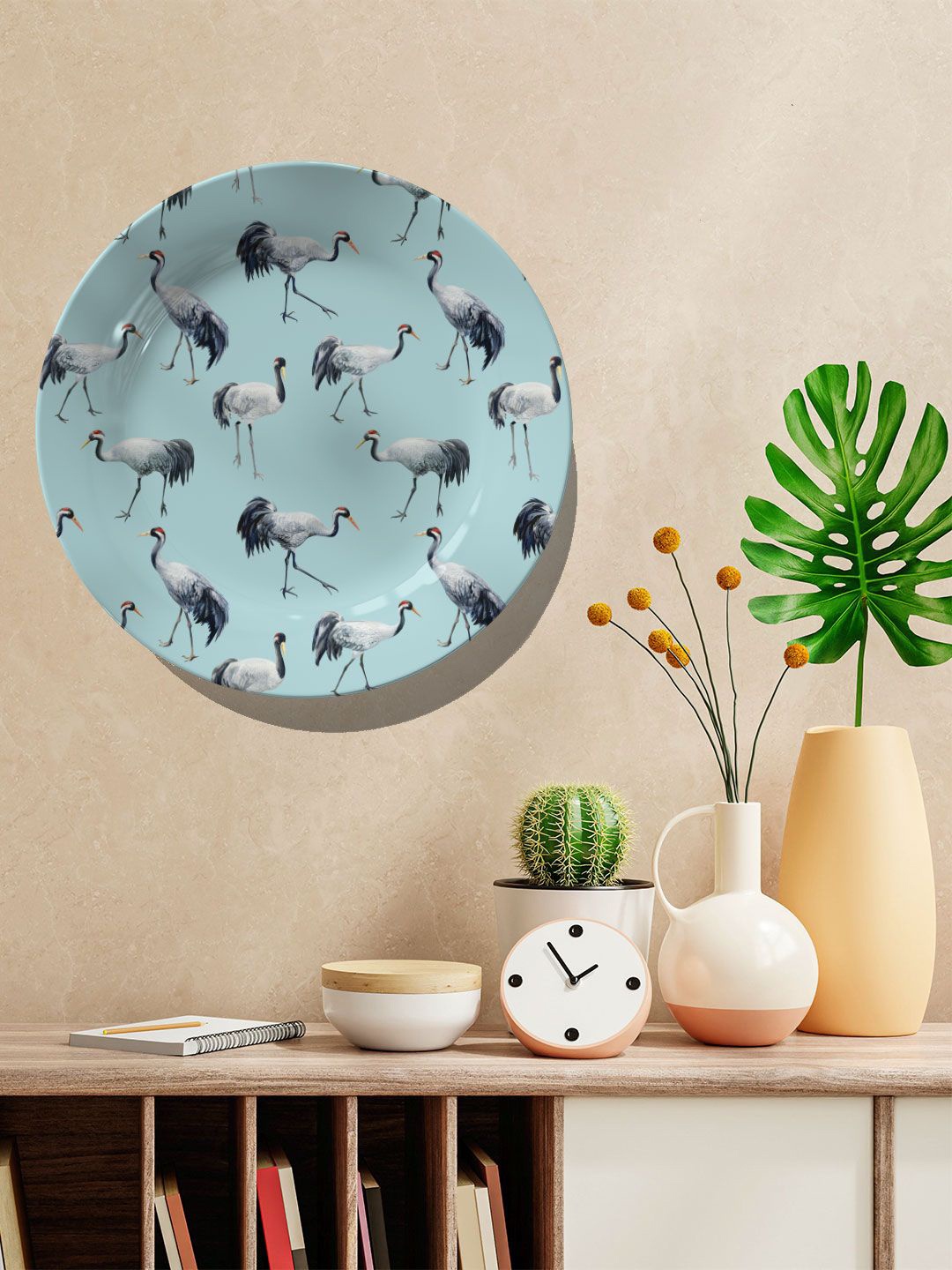 

ARTSPACE Blue Cranes Decorative Wall Plate Wall Decor