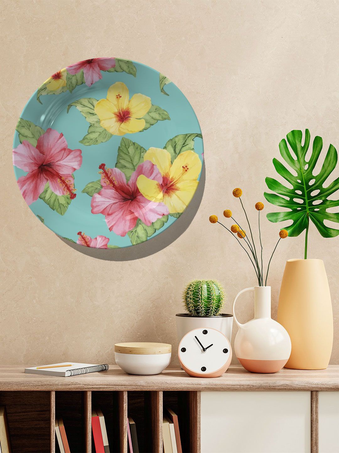 

ARTSPACE Blue & Yellow Floral Printed Wall Plates