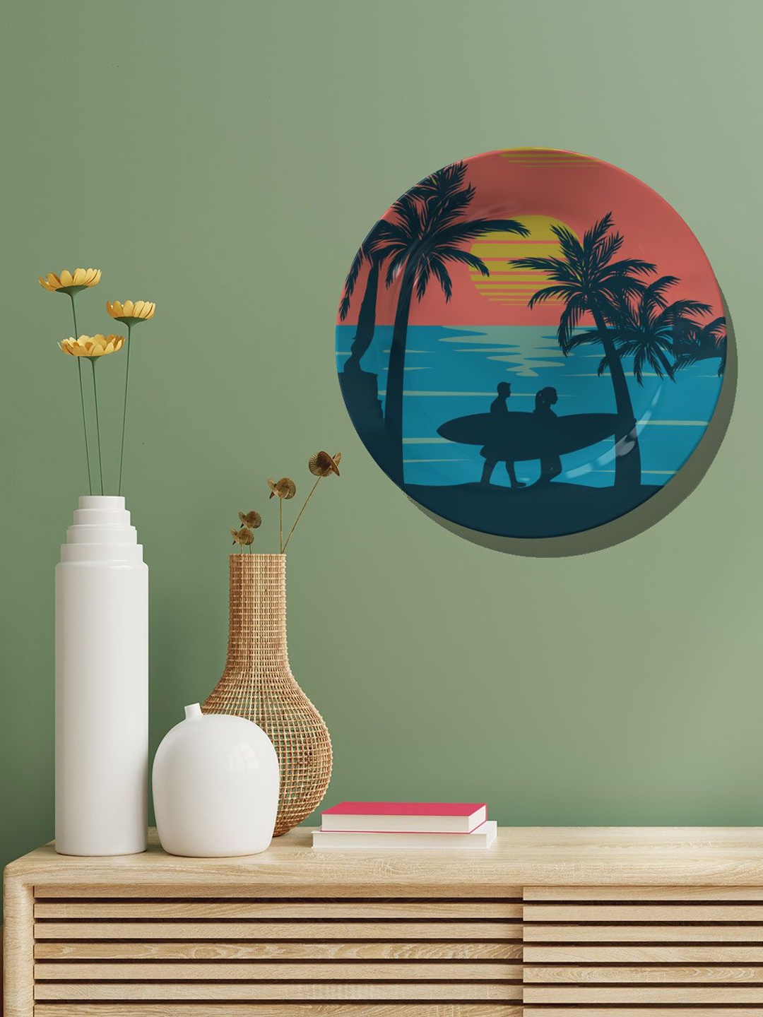 

ARTSPACE Blue & Pink Printed Ceramic Wall Decor Plate